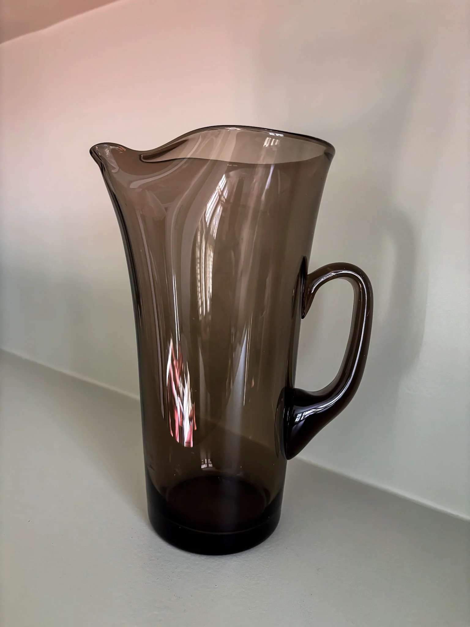 Mid-Century Smoked Glass Pitcher