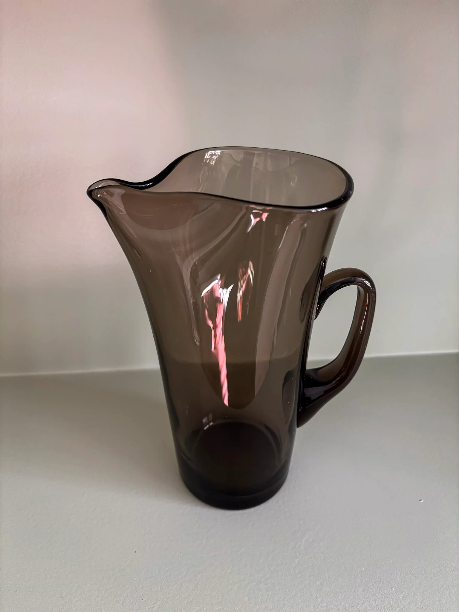 Mid-Century Smoked Glass Pitcher - Image 2