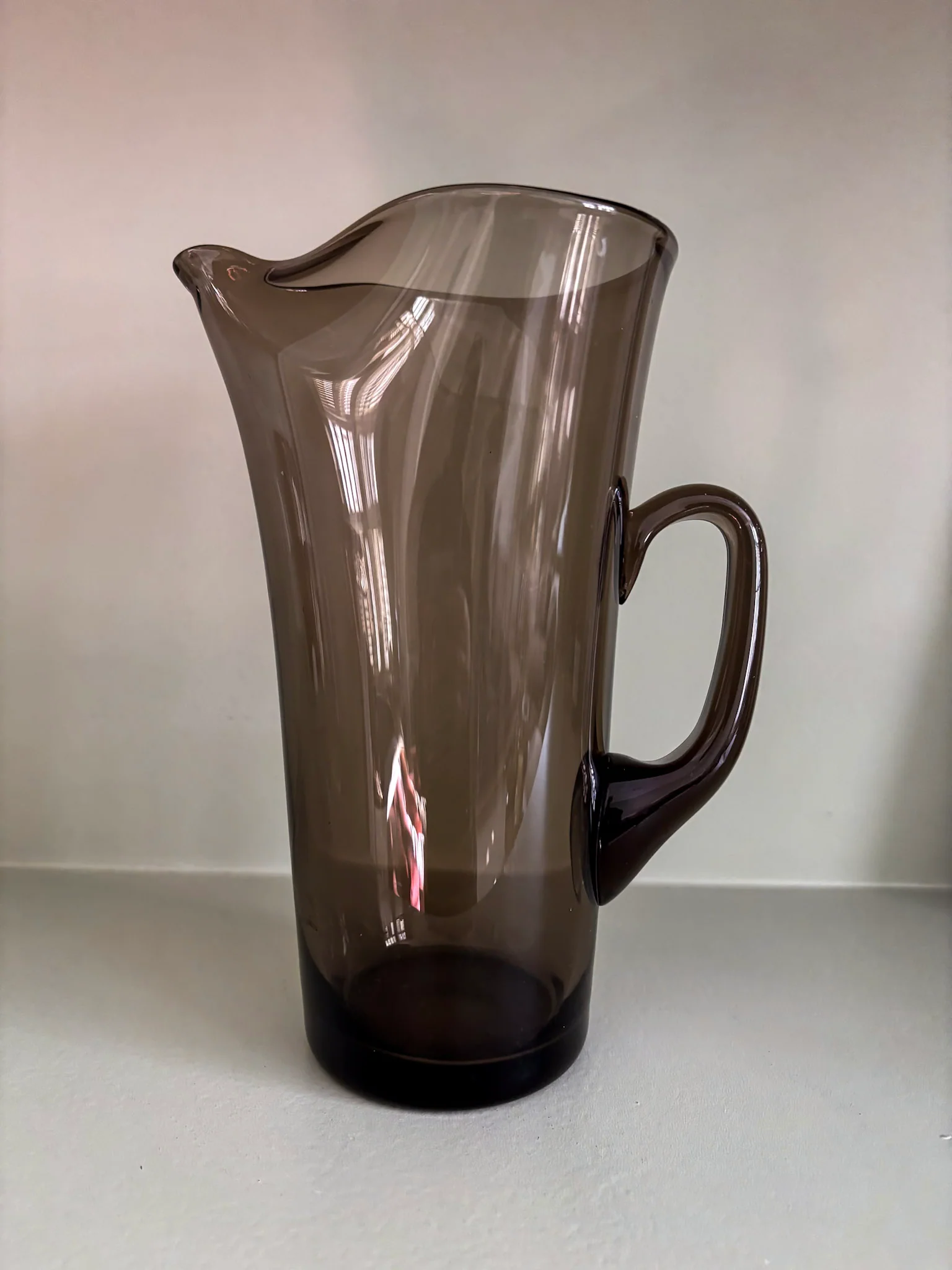 Mid-Century Smoked Glass Pitcher - Image 3