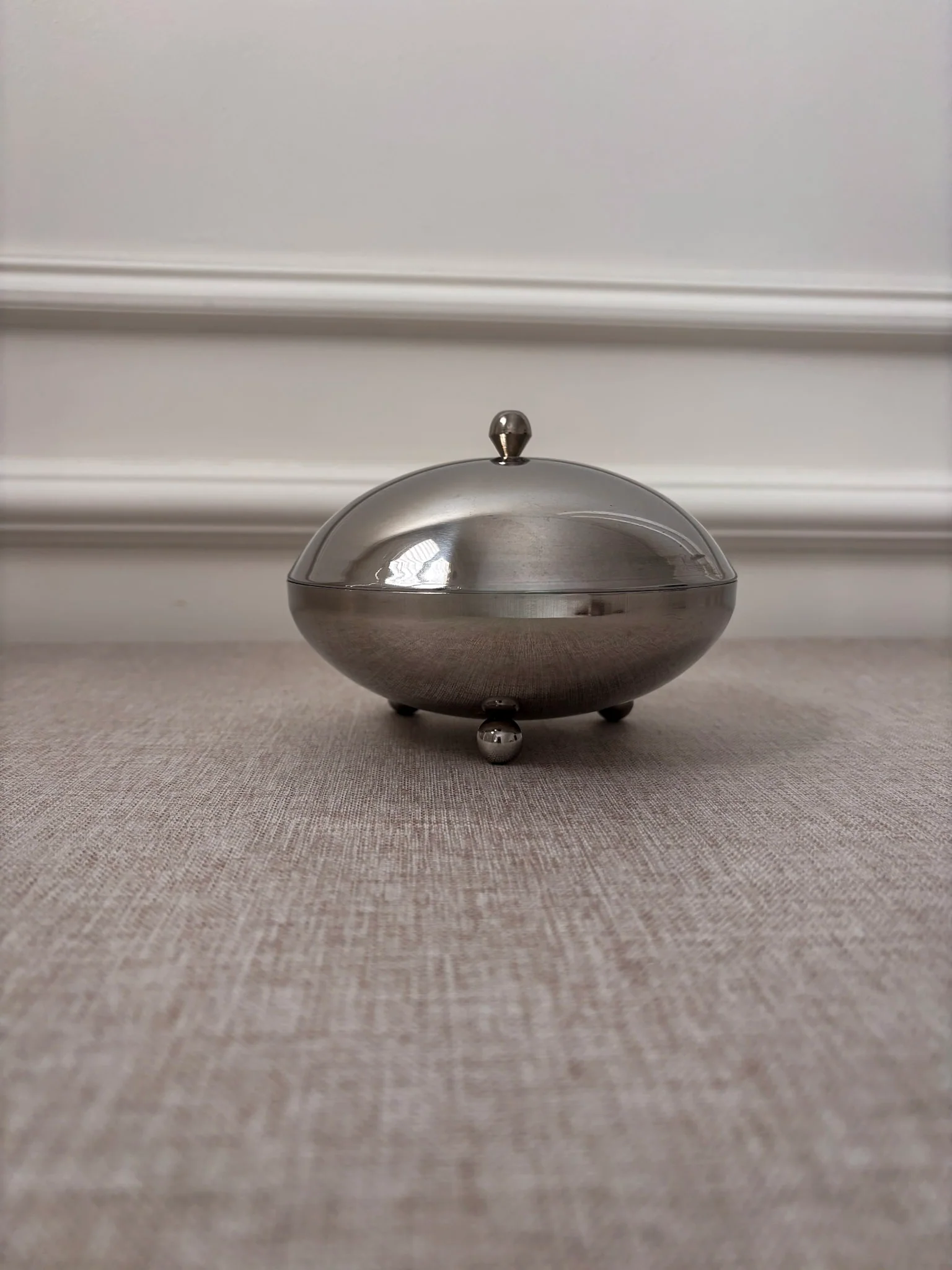 1960s Chrome Lidded Bowl | Mid Century Modern Metal Trinket Dish - Image 5