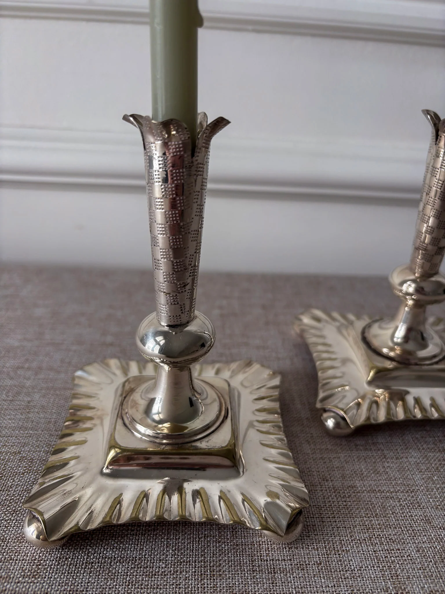 A Pair of Silver-Plated Chequered Candlesticks - Image 8