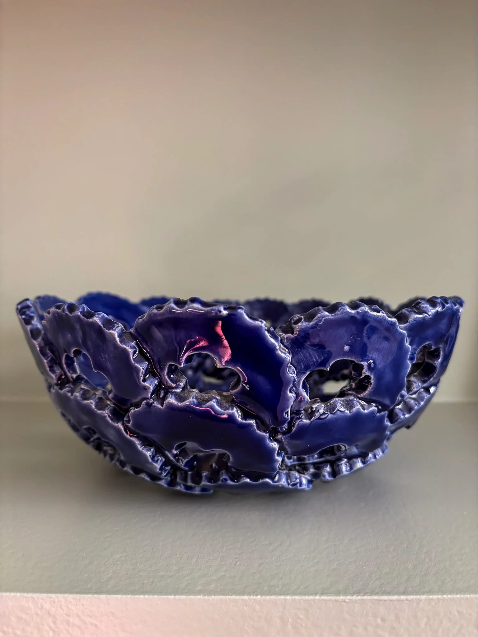 Blue Ceramic Openwork Bowl - Image 2