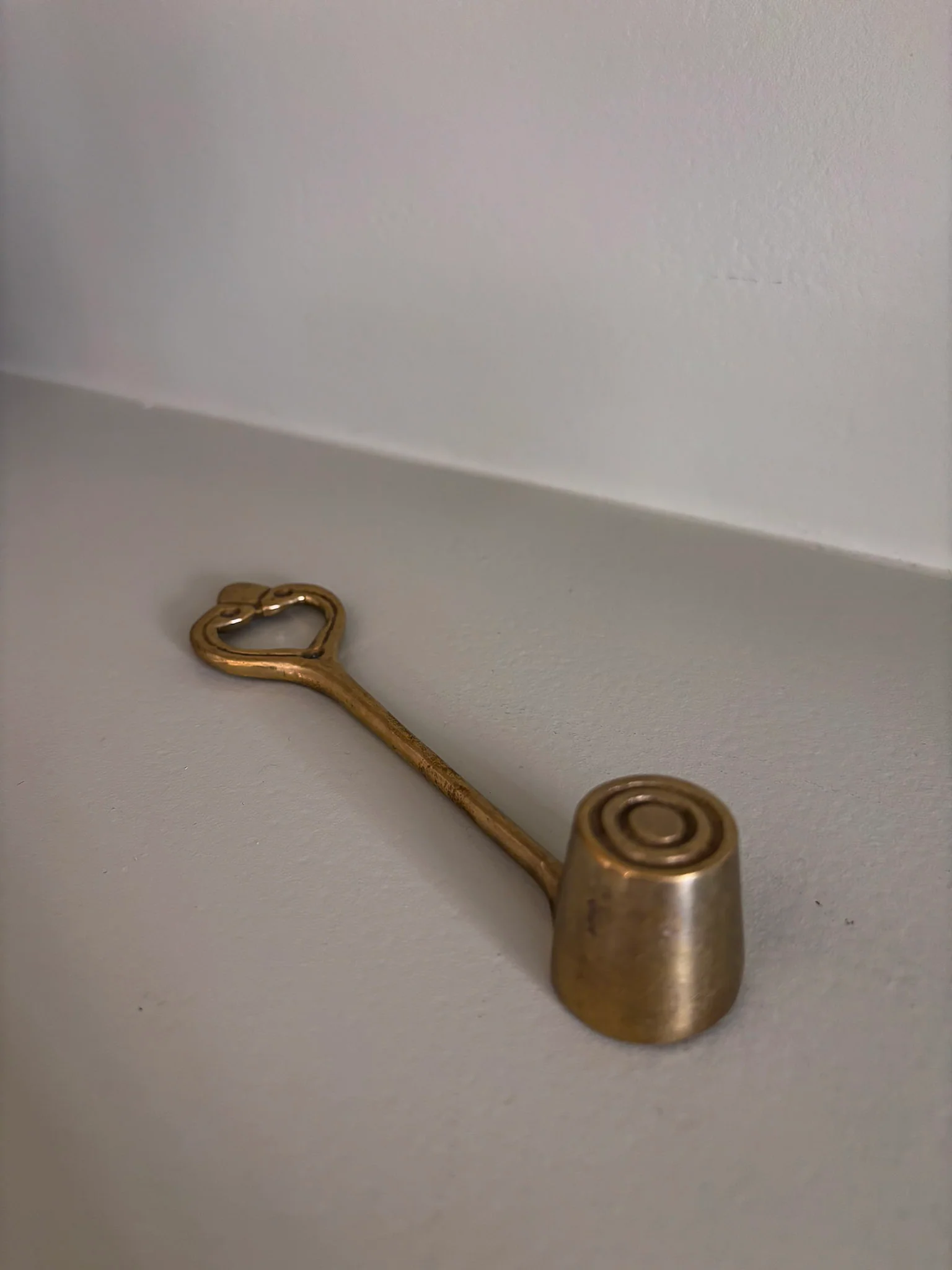 Brass Candle Snuffer with Sculpted Ring Handle