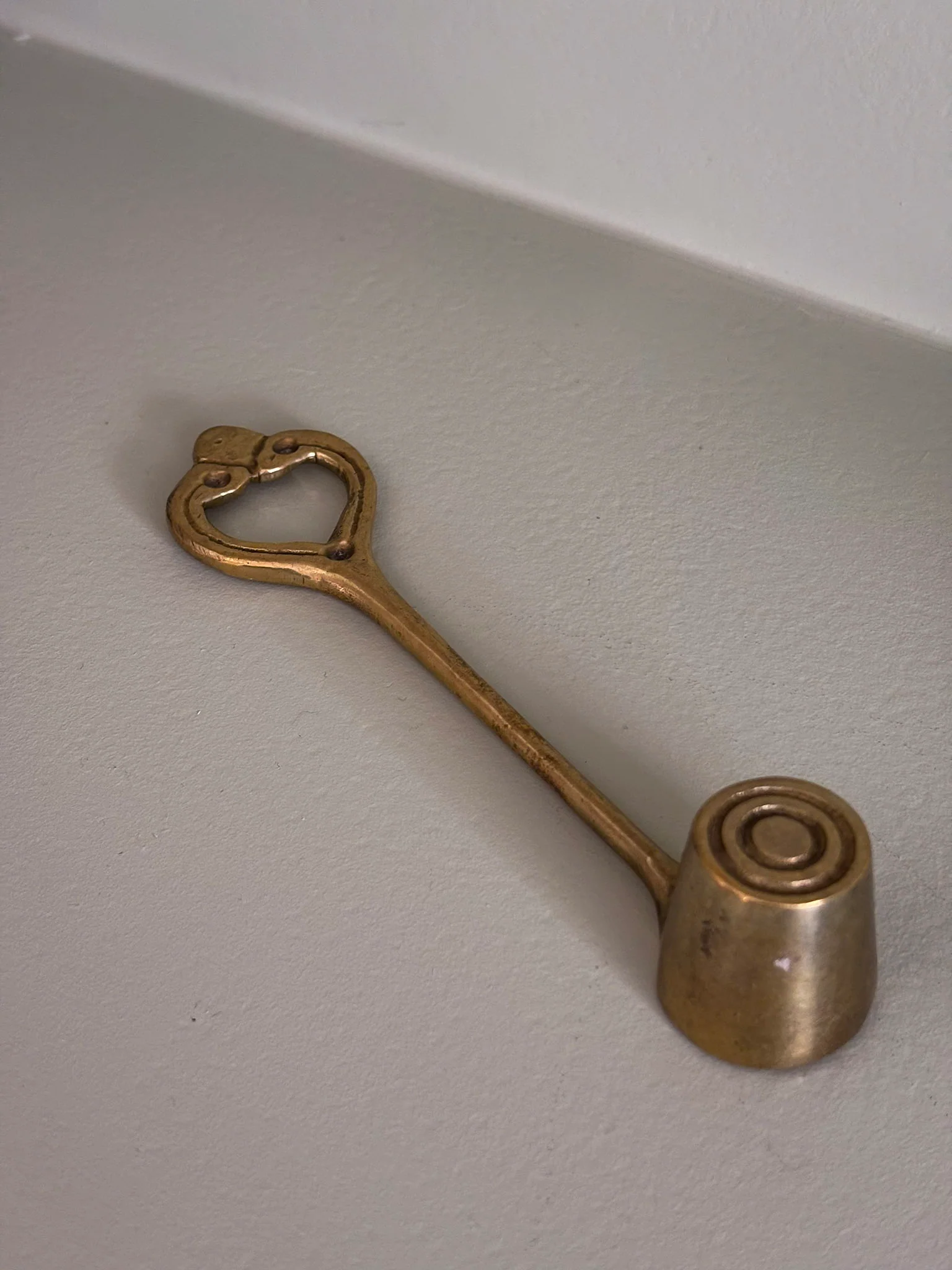 Brass Candle Snuffer with Sculpted Ring Handle - Image 2