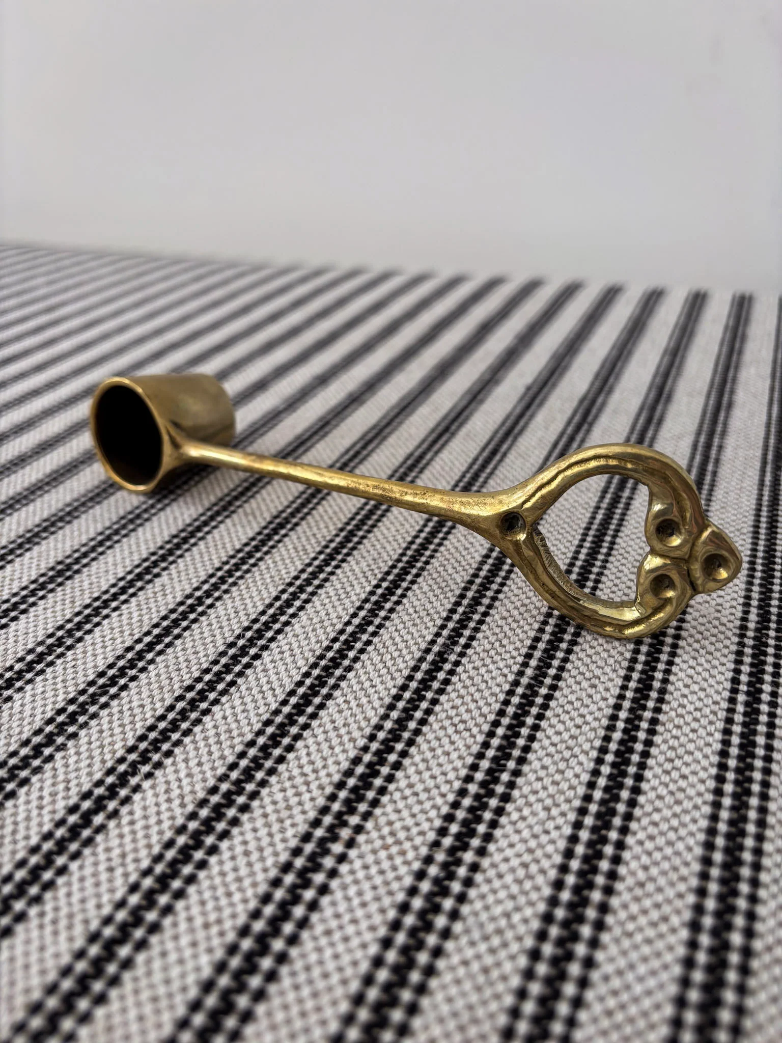 Brass Candle Snuffer with Sculpted Ring Handle - Image 4