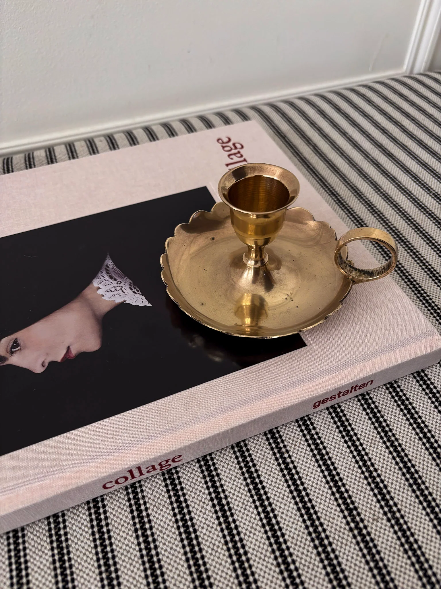 Brass Chamberstick Scalloped Candle Holder - Image 5