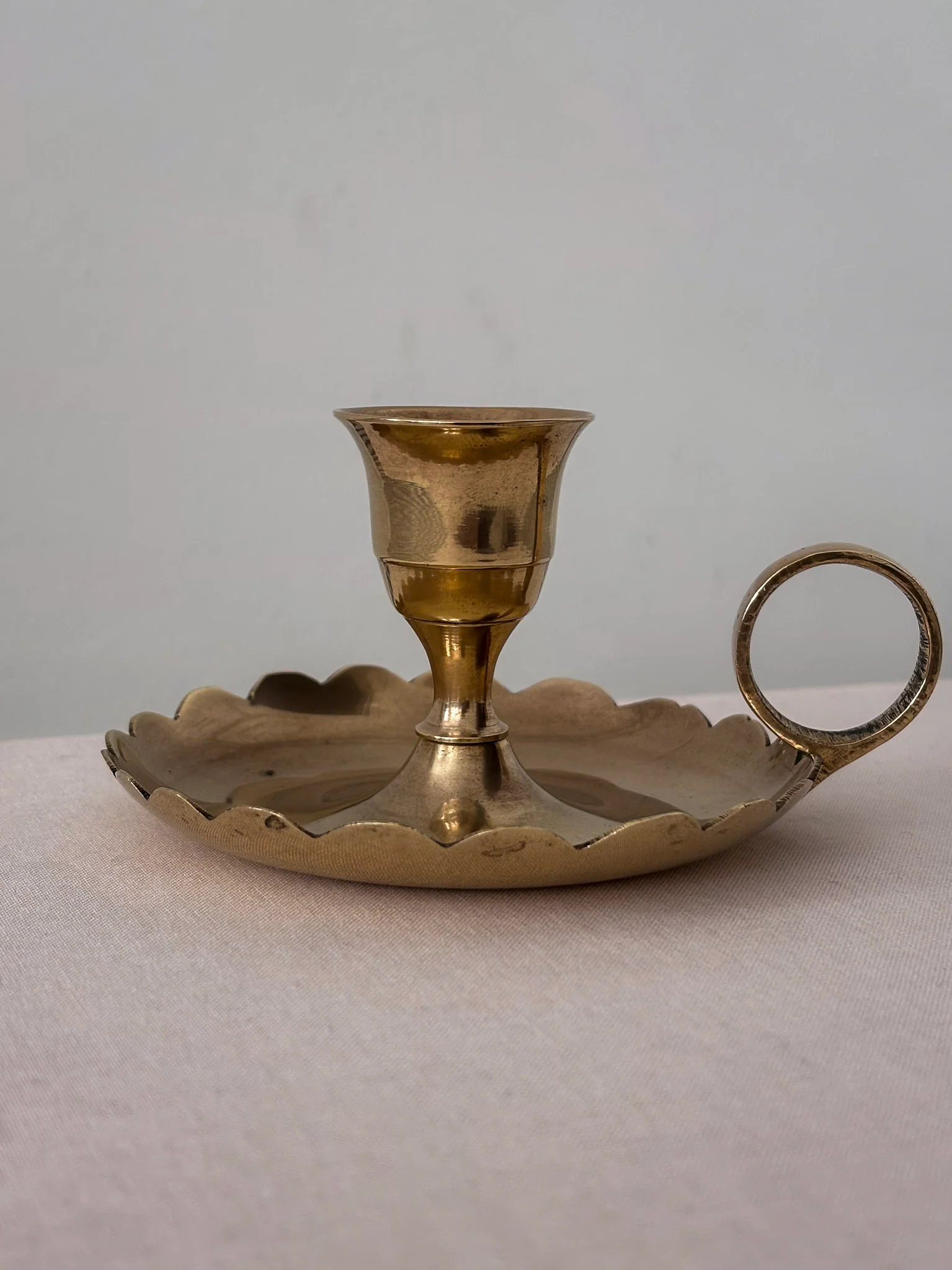 Brass Chamberstick Scalloped Candle Holder - Image 8