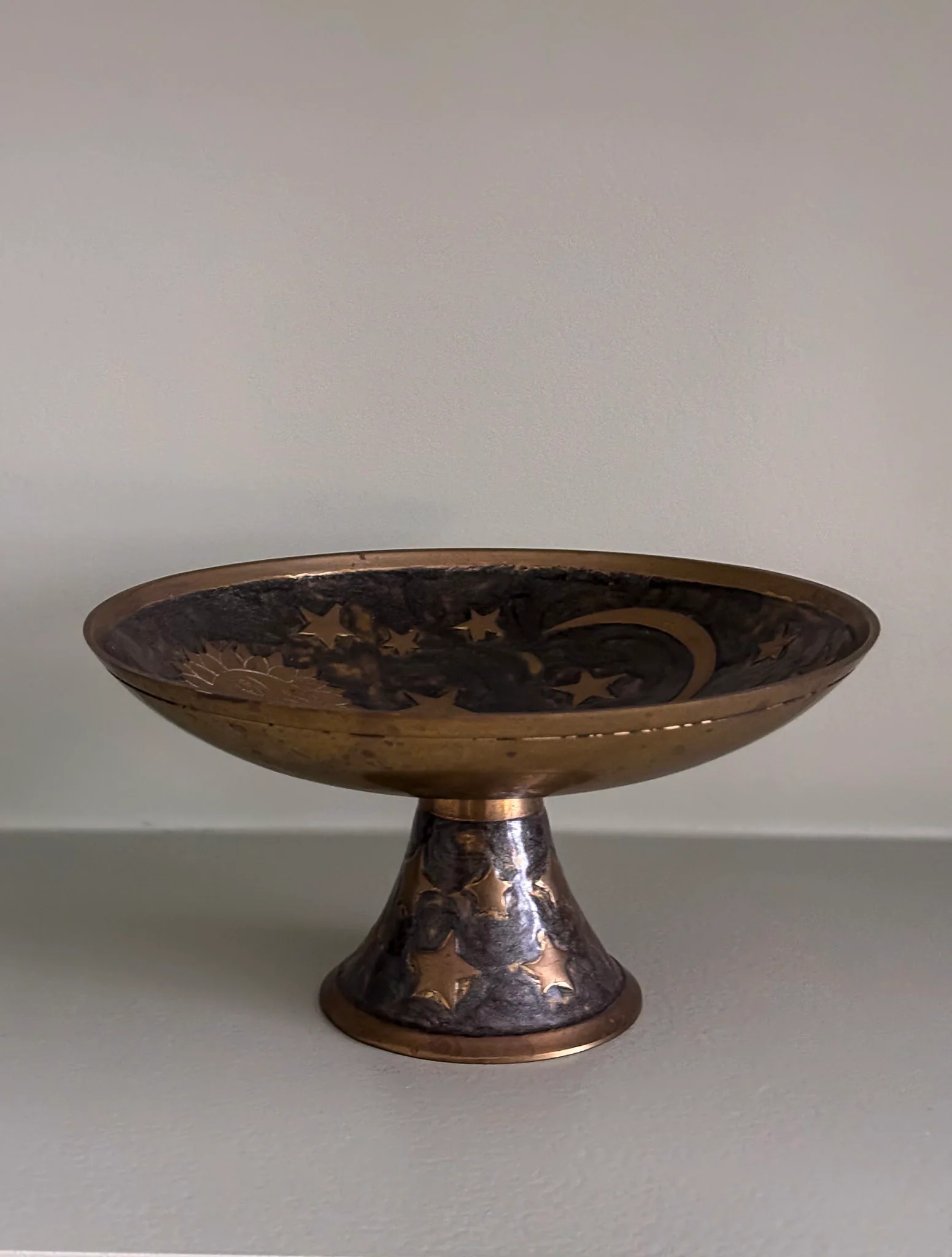 Brass Pedestal Dish – Celestial Enamel - Image 12