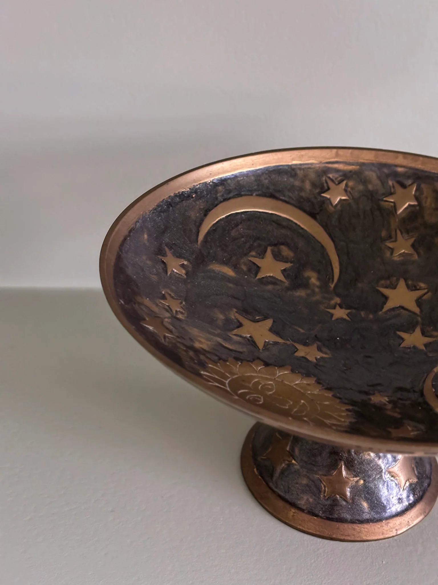 Brass Pedestal Dish – Celestial Enamel - Image 13
