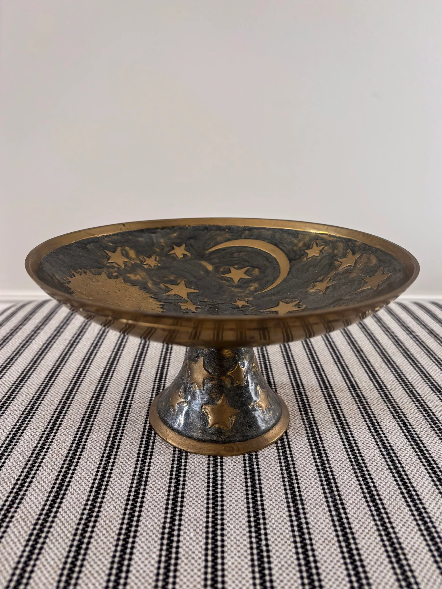 Brass Pedestal Dish – Celestial Enamel - Image 4