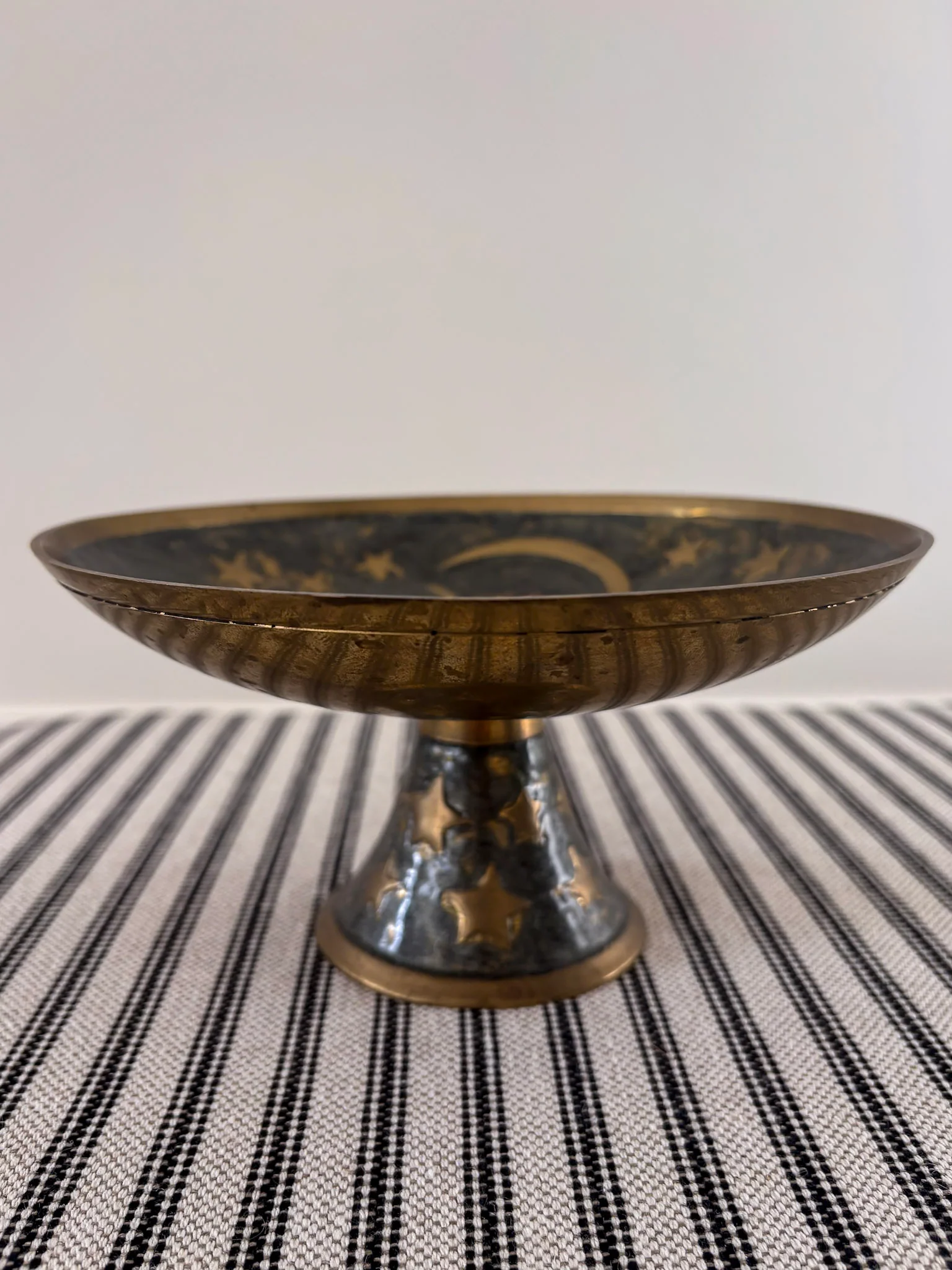 Brass Pedestal Dish – Celestial Enamel - Image 5