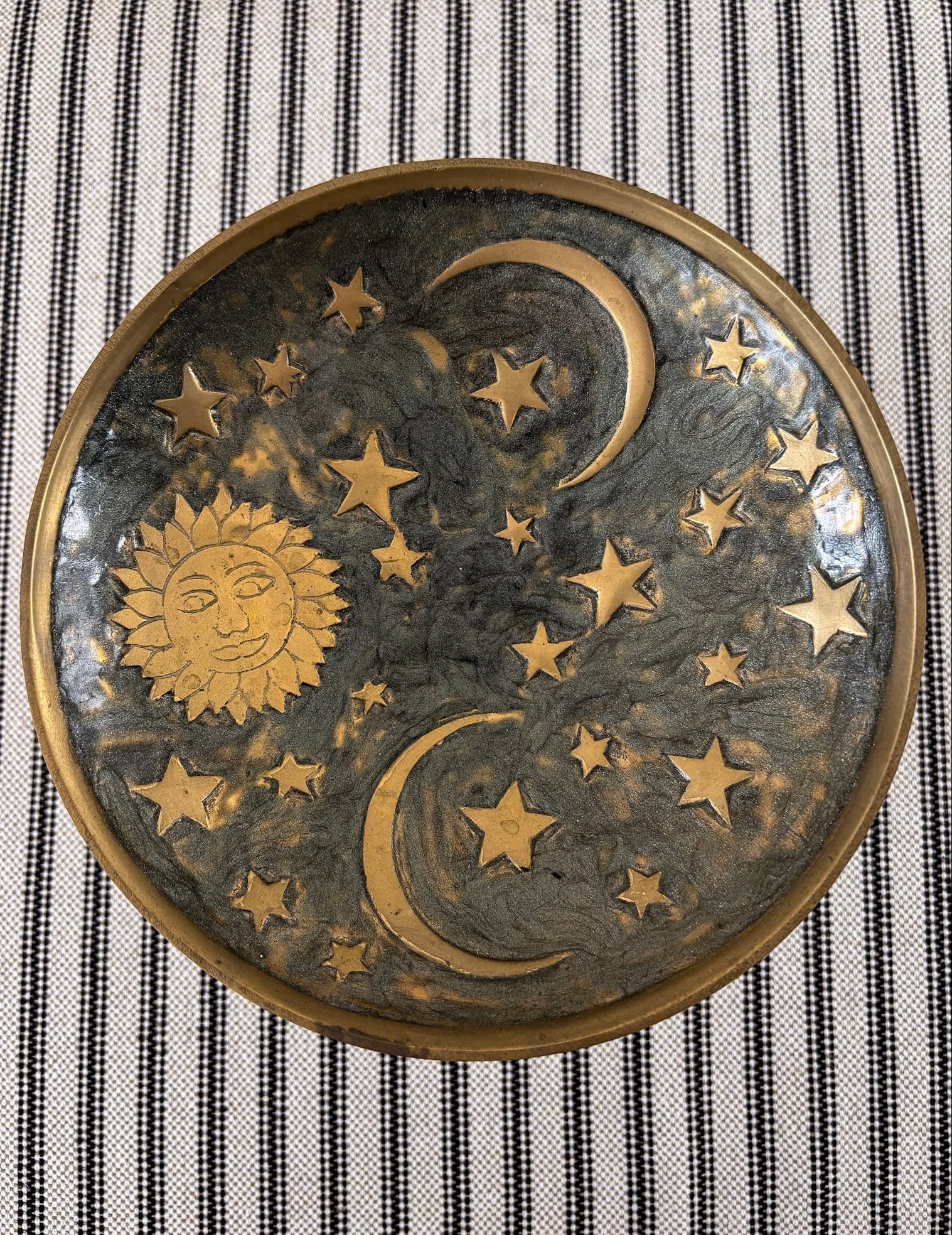 Brass Pedestal Dish – Celestial Enamel - Image 6