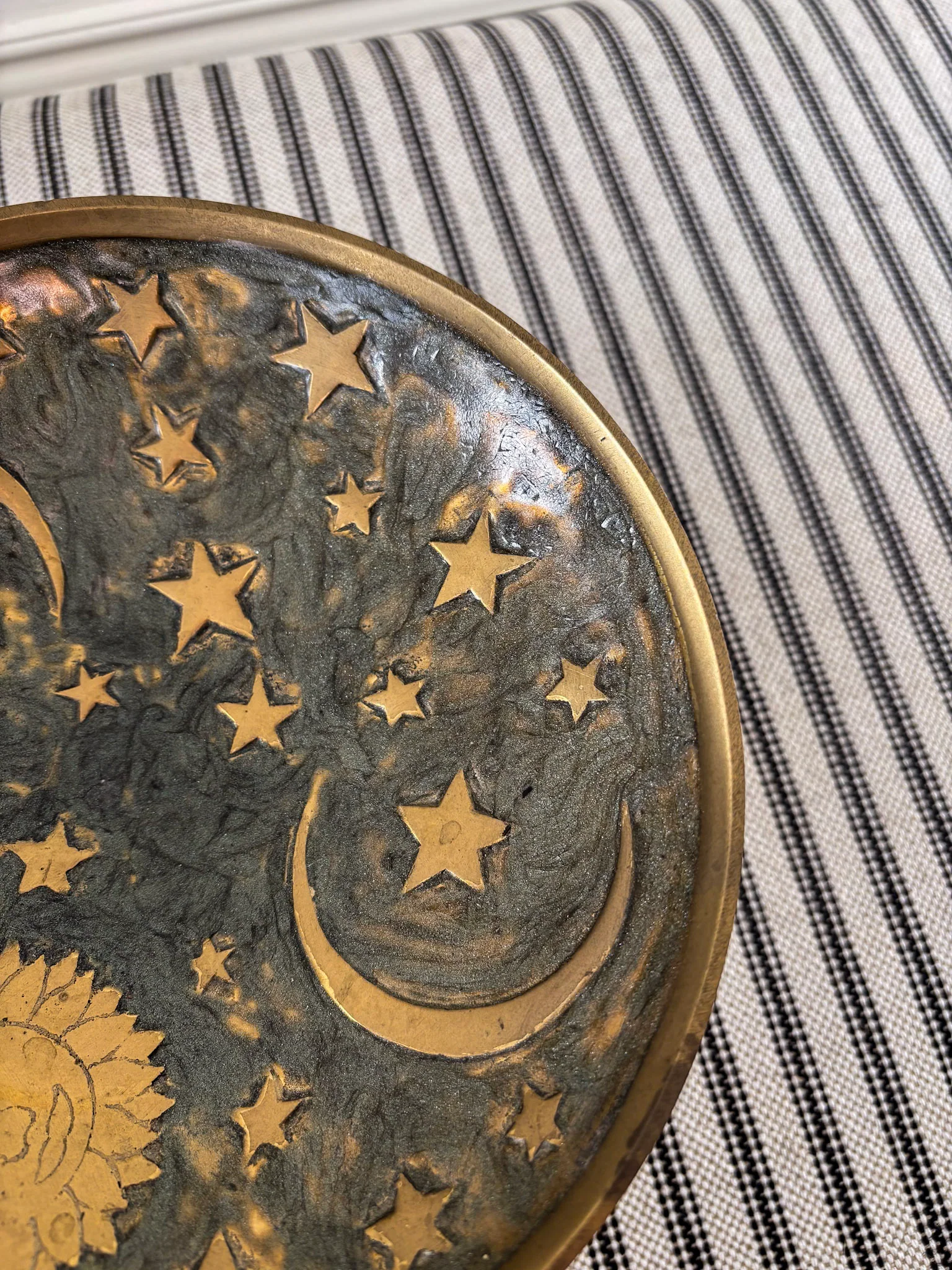 Brass Pedestal Dish – Celestial Enamel - Image 9