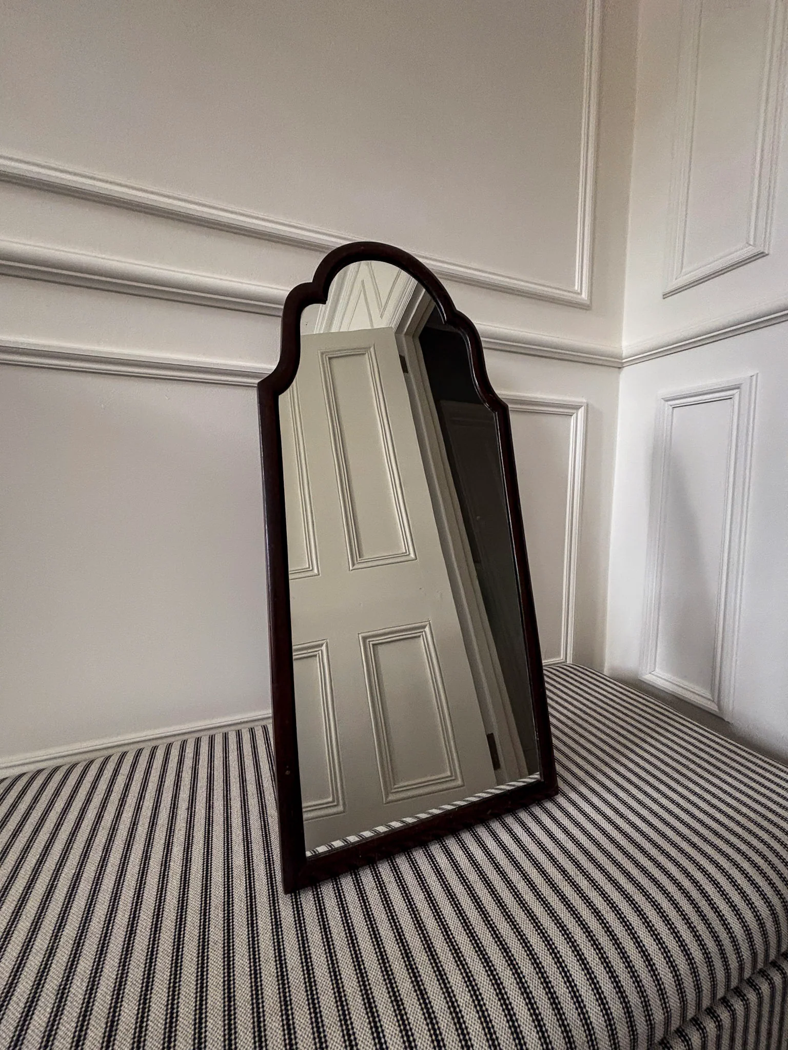 Dark Wood Scalloped Free-Standing Mirror - Image 6