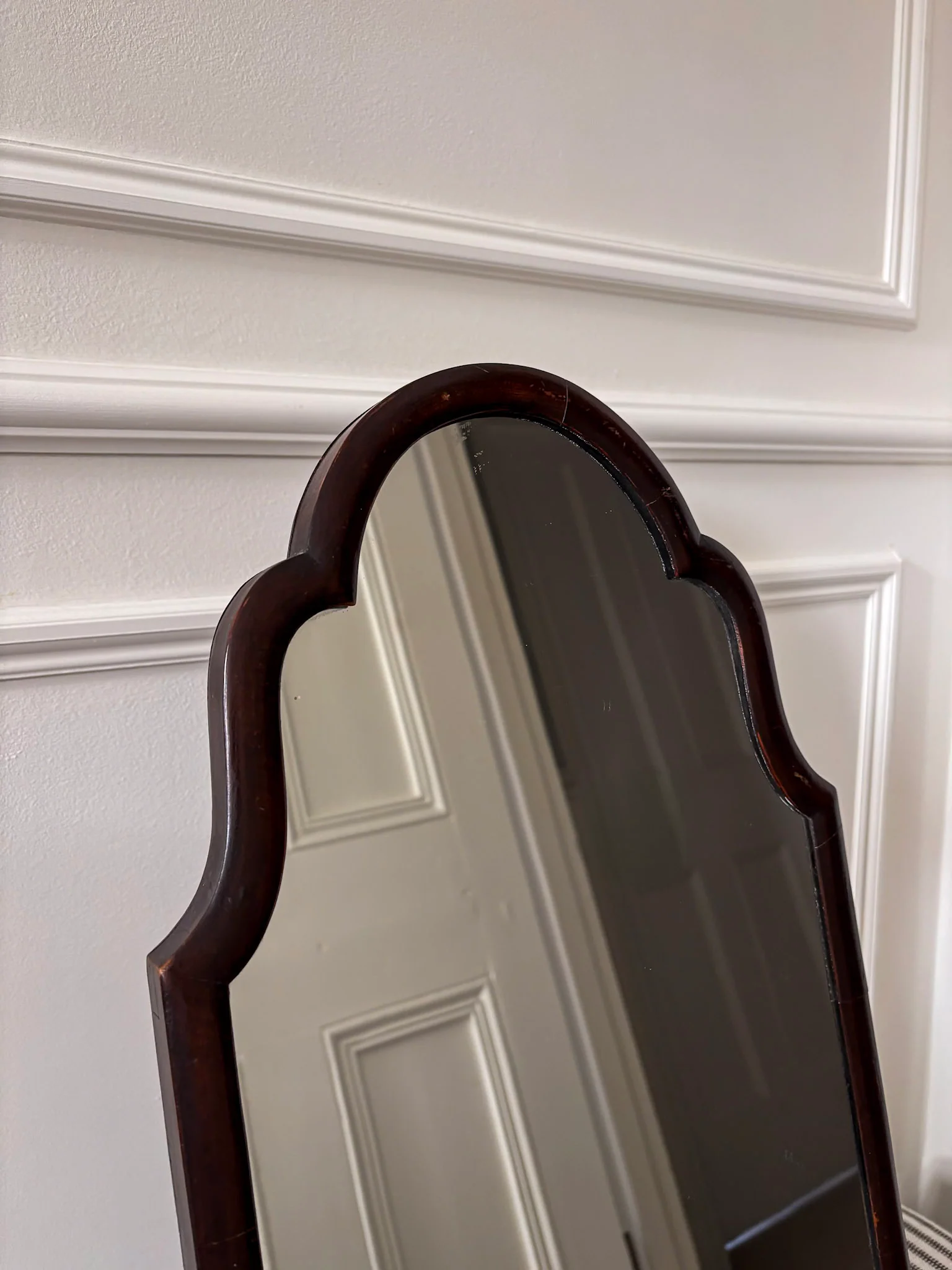 Dark Wood Scalloped Free-Standing Mirror - Image 7