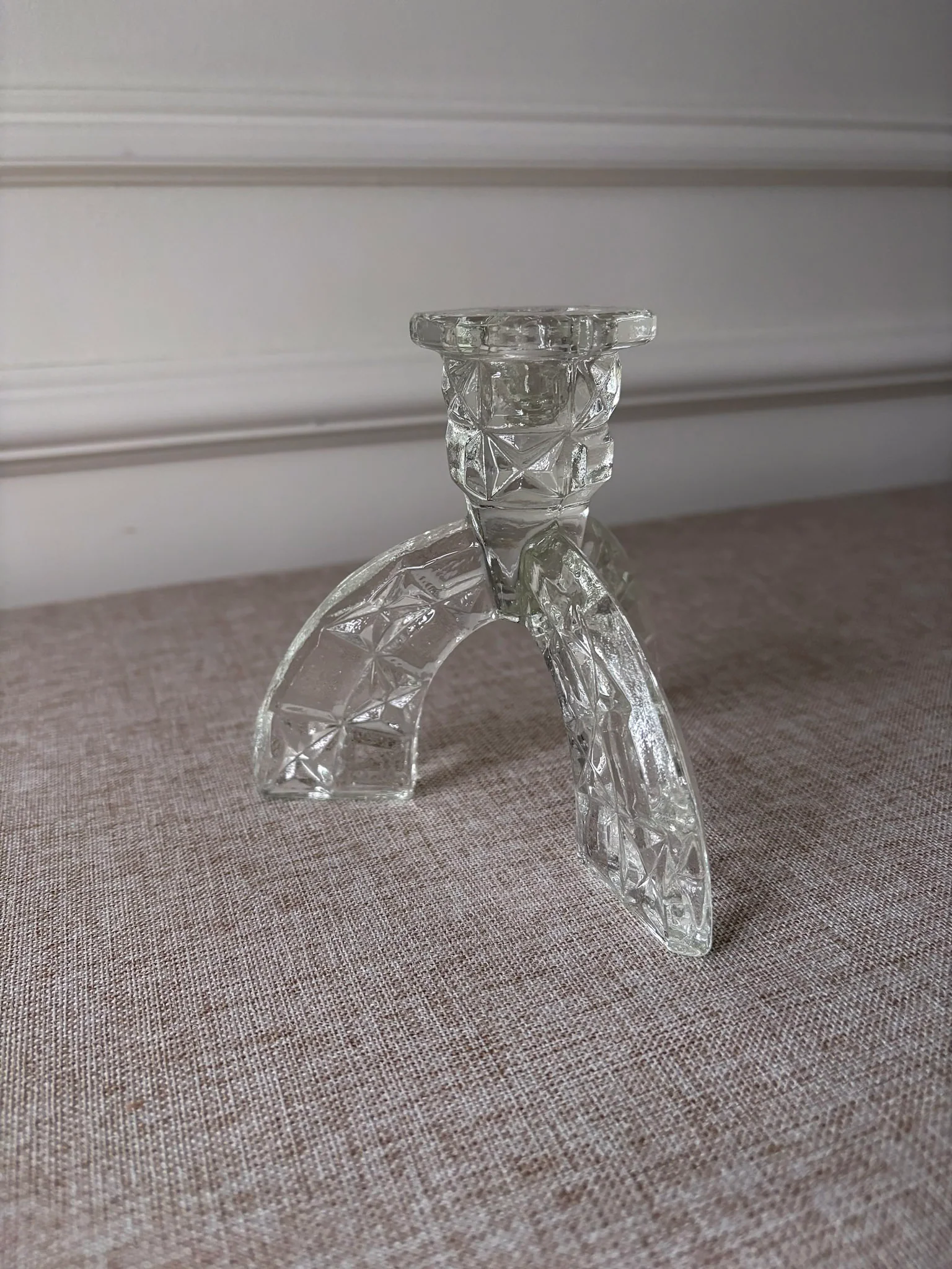 1930s Art Deco Pressed Glass Candlesticks - Pair - Image 13