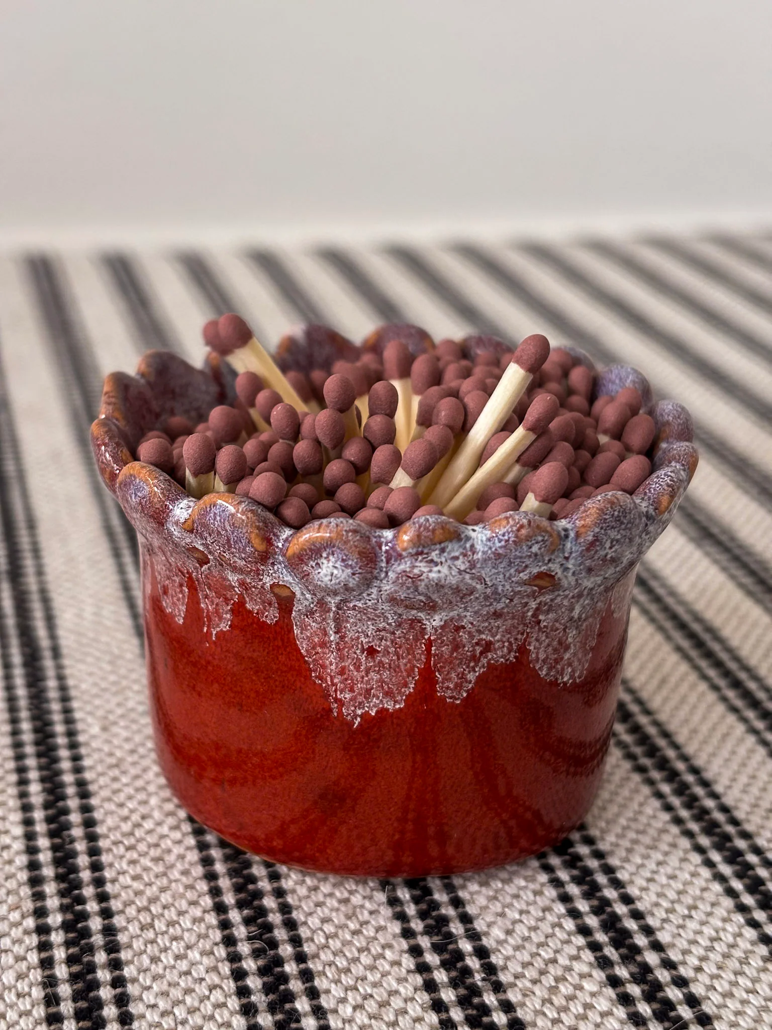 Handmade Drip-Glaze Matchstick Pot - Image 3