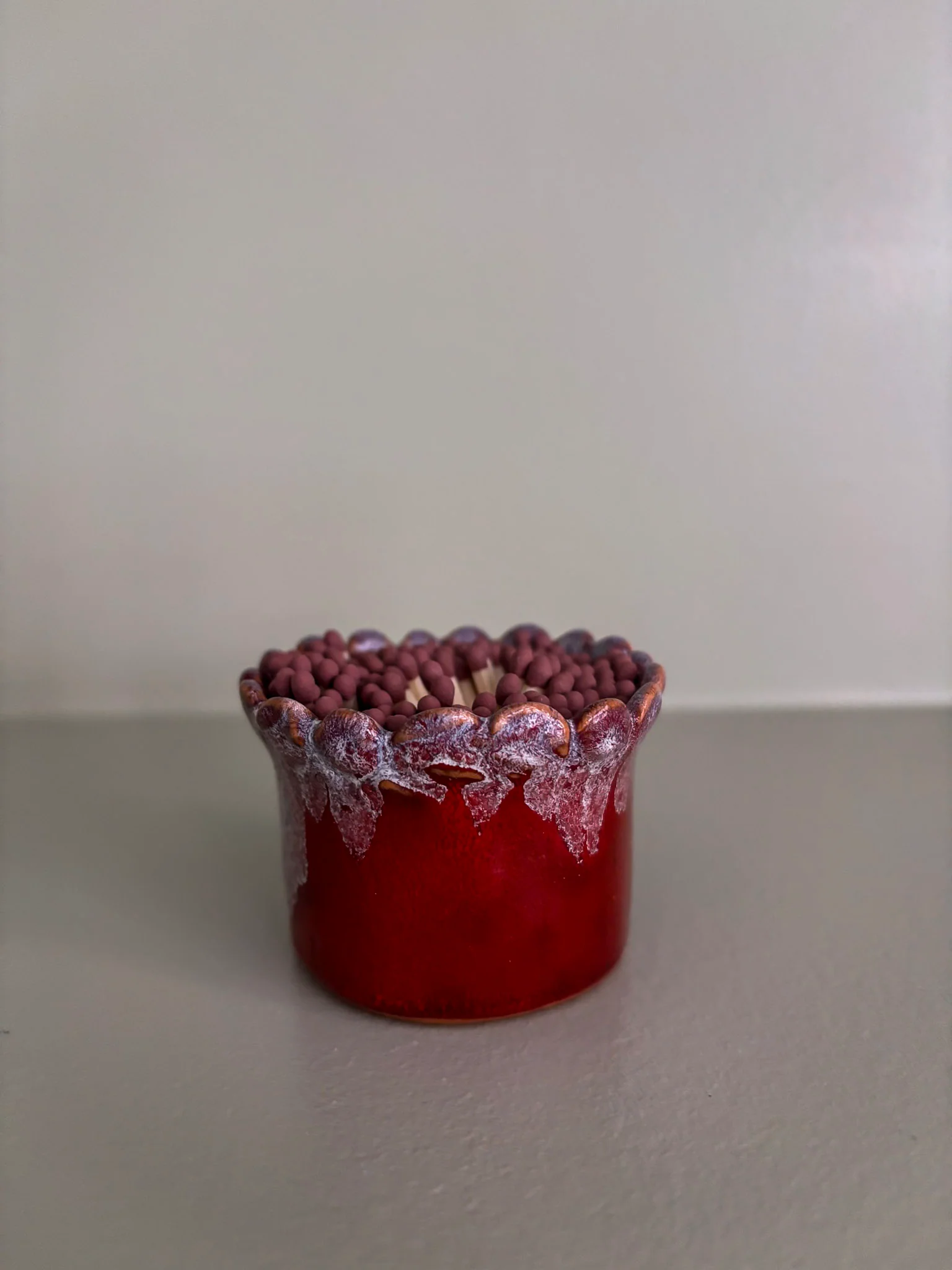 Handmade Drip-Glaze Matchstick Pot - Image 8