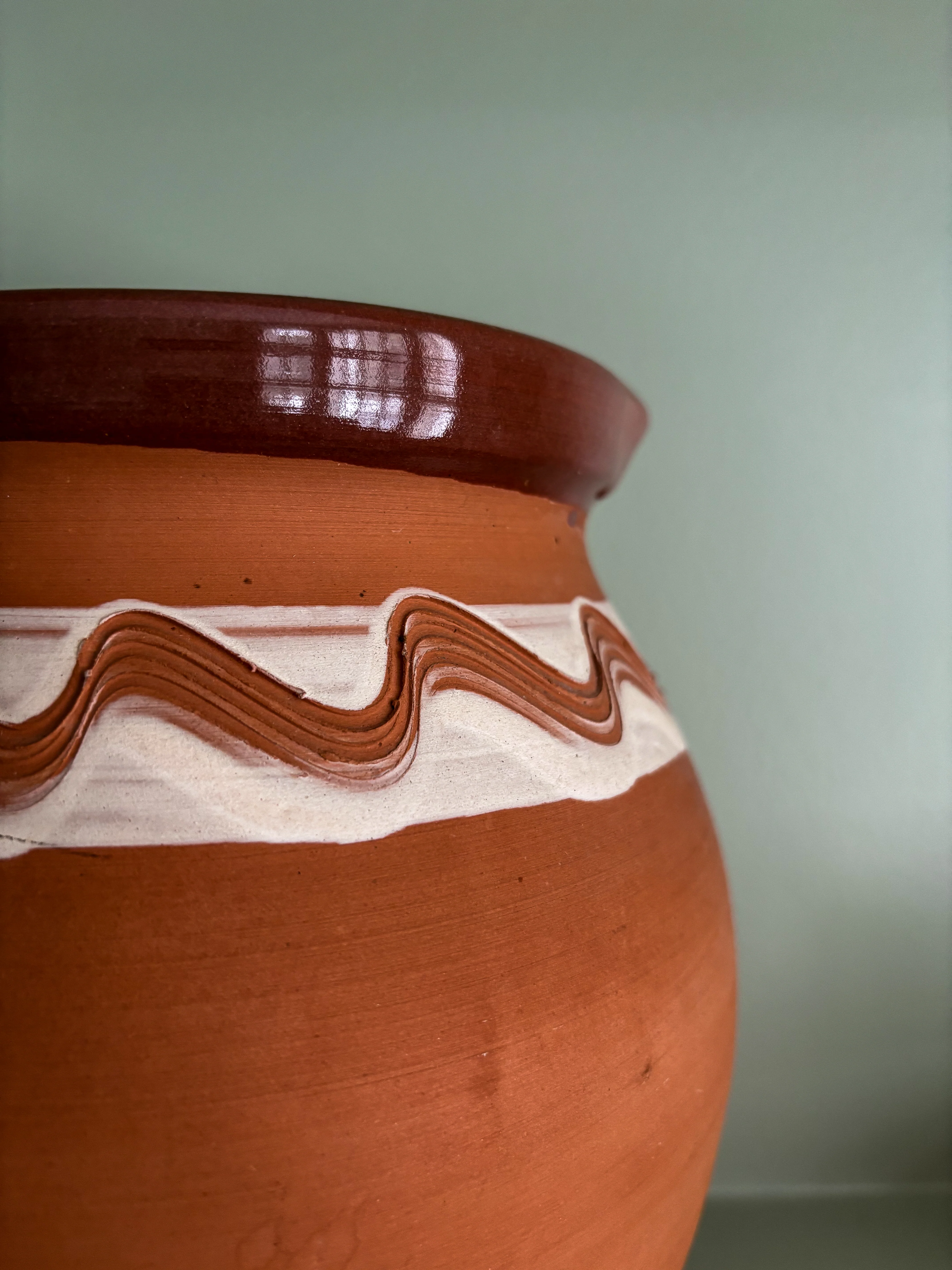 Handmade Terracotta Jug with Wave Detail - Image 2