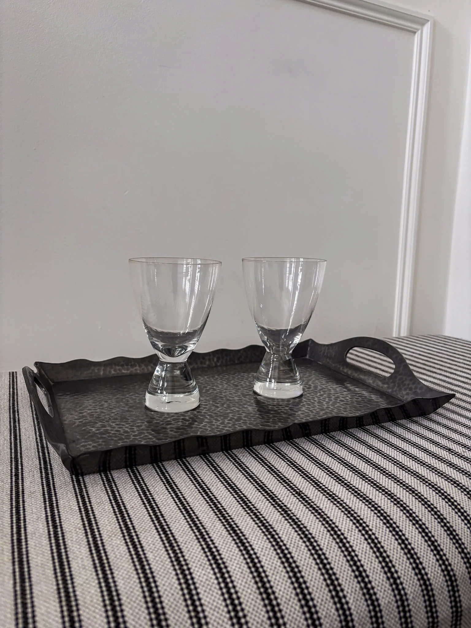 Knighthood Hammered Pewter Scalloped Edge Serving Tray - Image 12