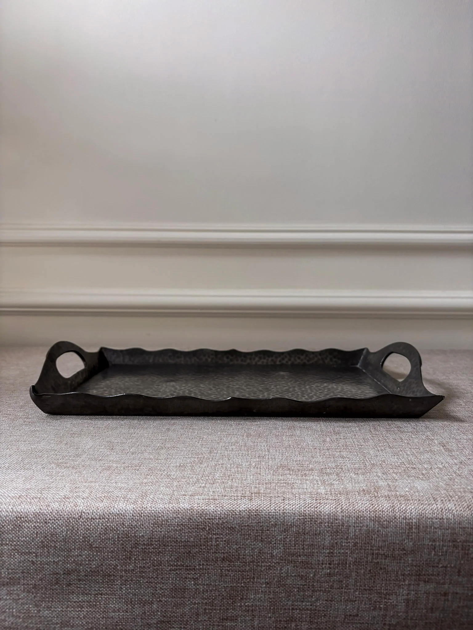 Knighthood Hammered Pewter Scalloped Edge Serving Tray - Image 6