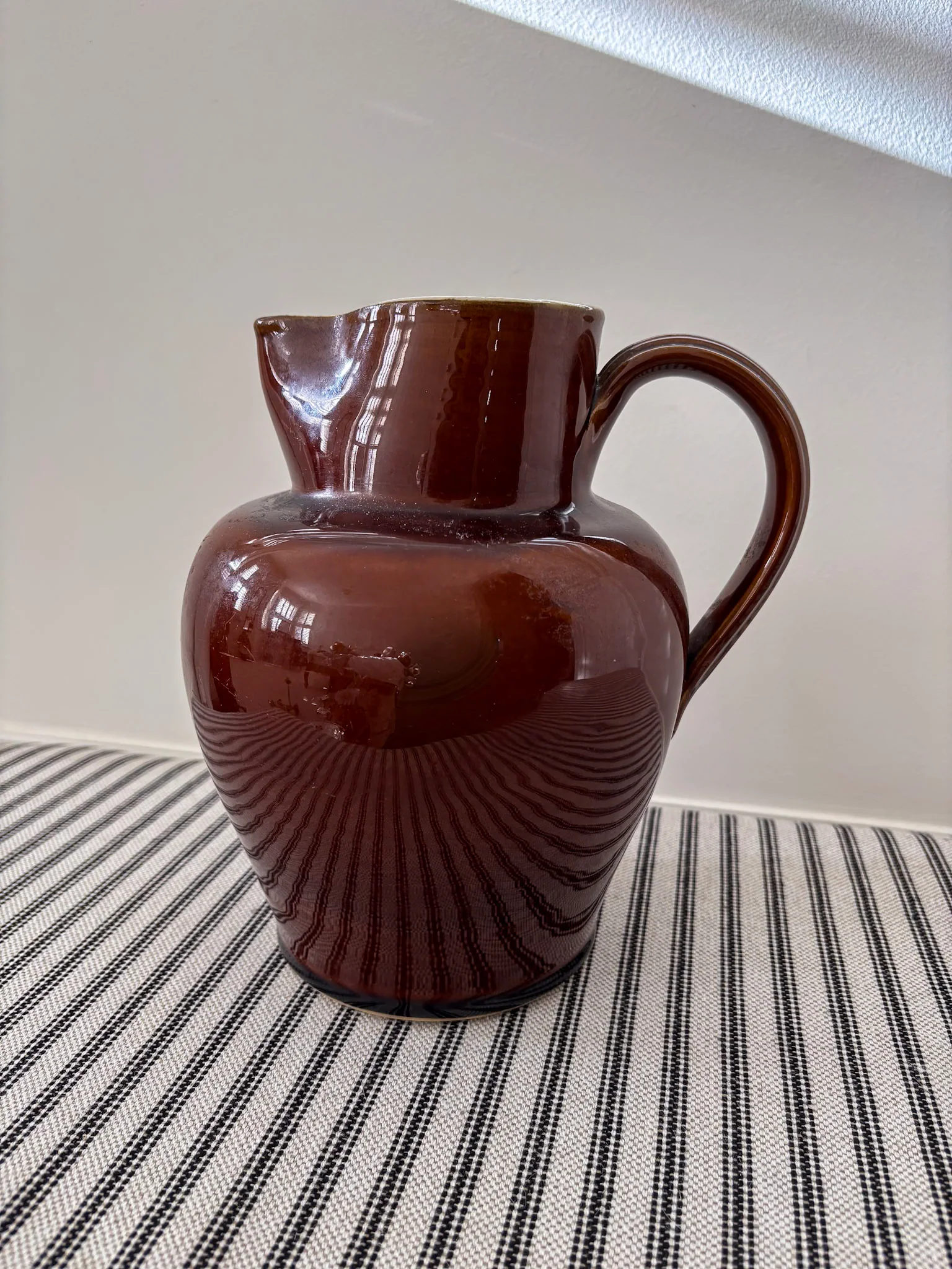 Large Brown Glazed Ceramic Jug - Image 3