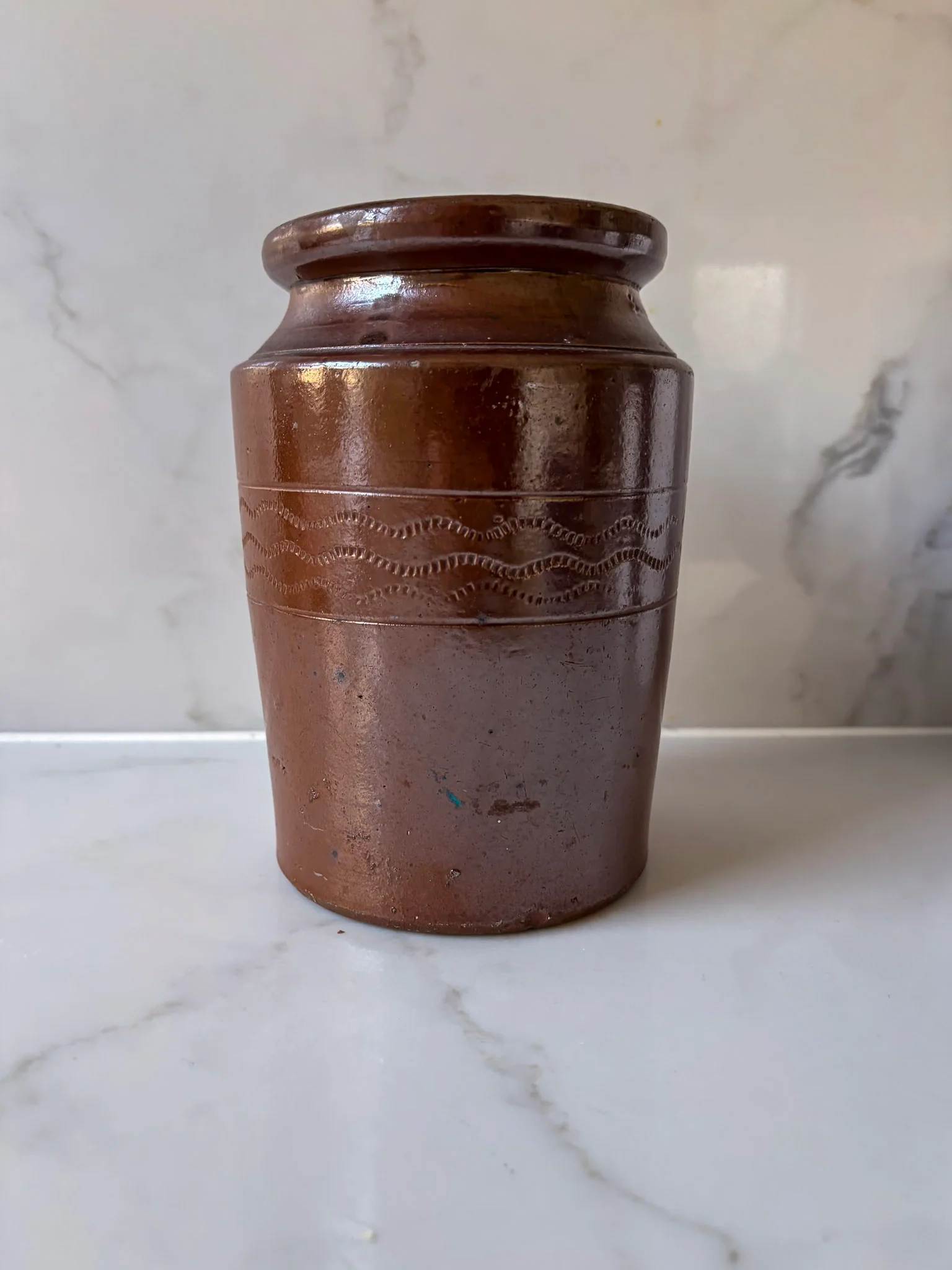 Large Brown Saltware Vase - Image 5