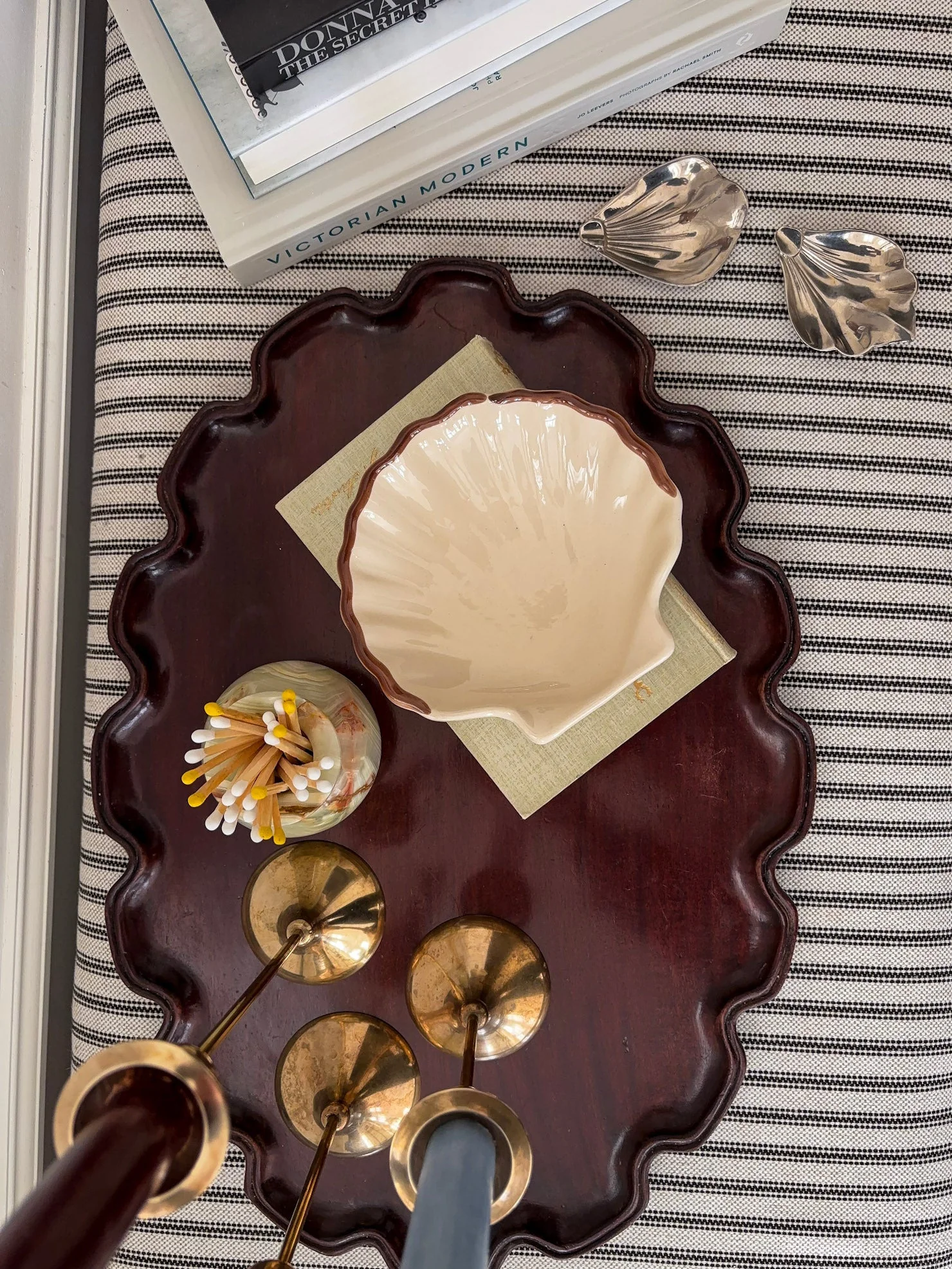 Mahogany Pie-Crust Scalloped Edge Decorative Tray - Wooden Styling Tray for Home Décor - Image 6