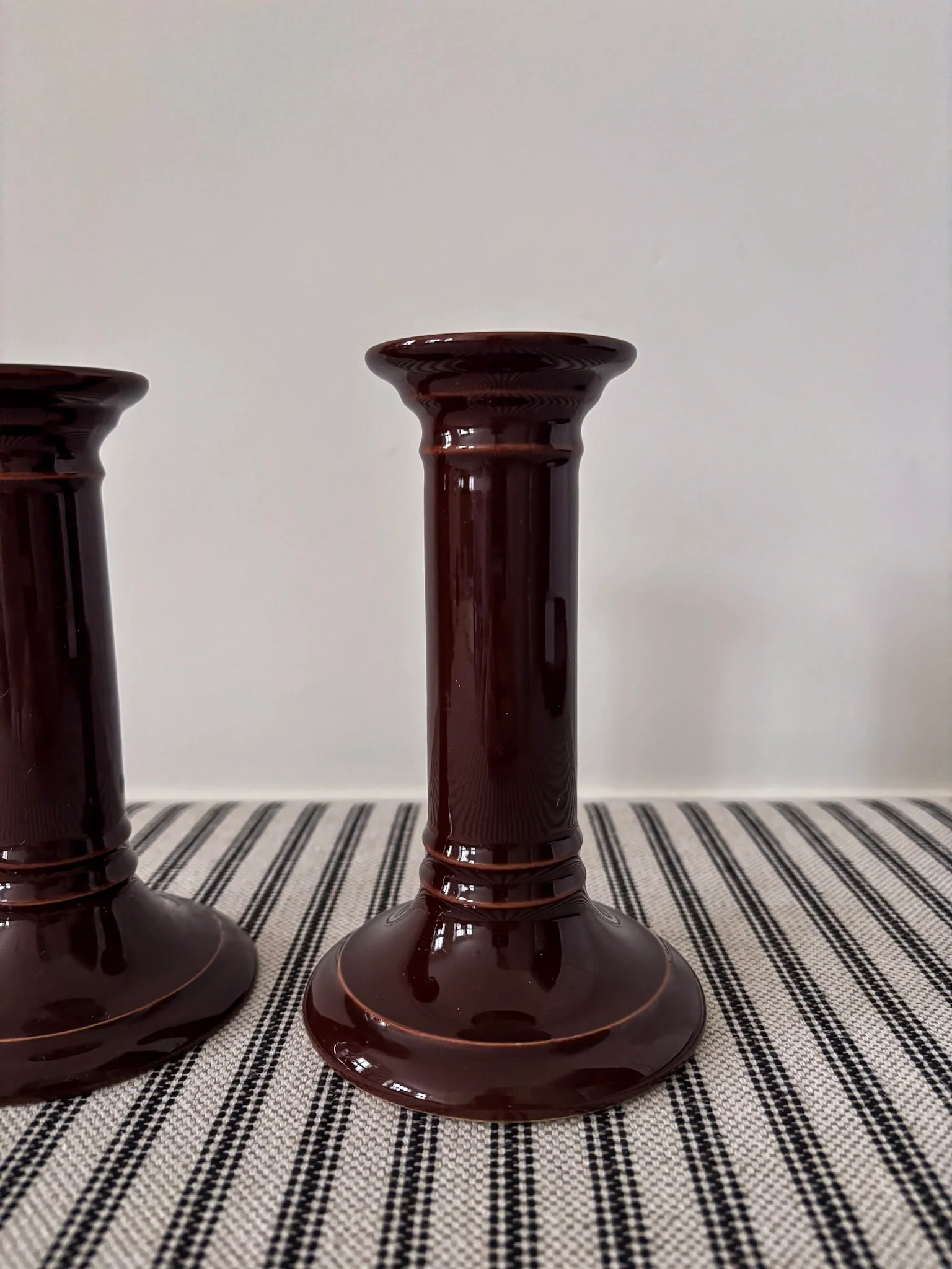 Mid-Century Brown Ceramic Candlestick Holders - Image 5