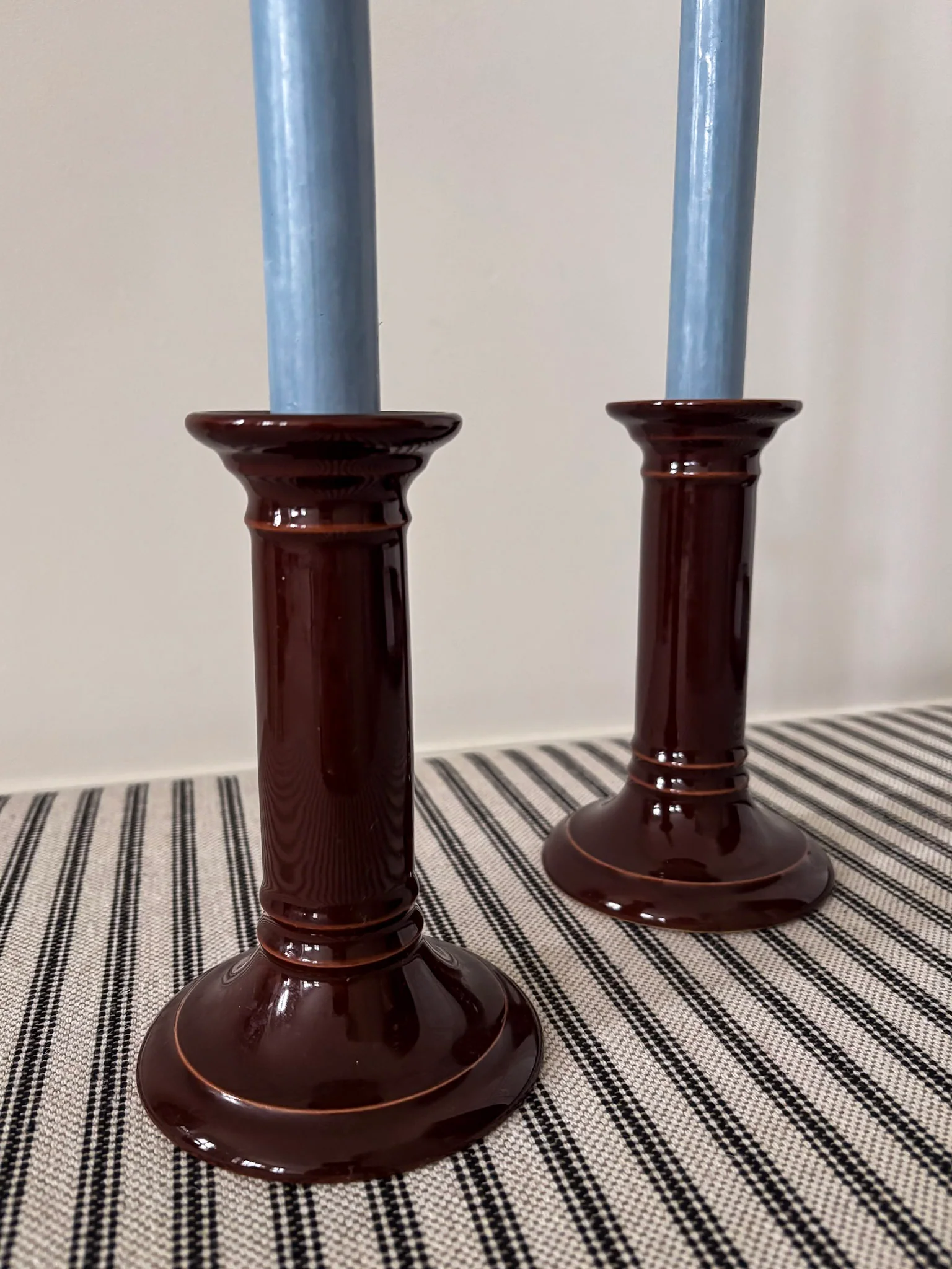 Mid-Century Brown Ceramic Candlestick Holders - Image 7