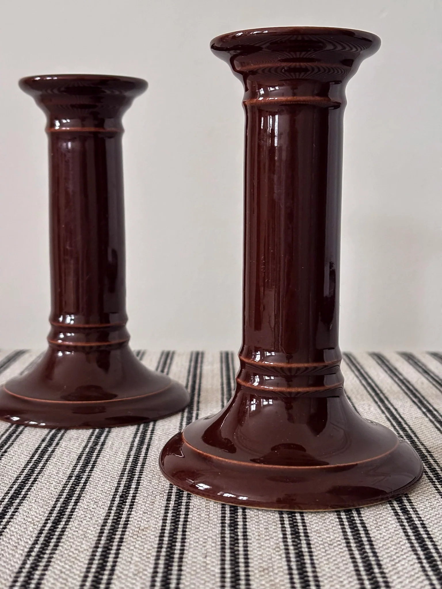Mid-Century Brown Ceramic Candlestick Holders - Image 8