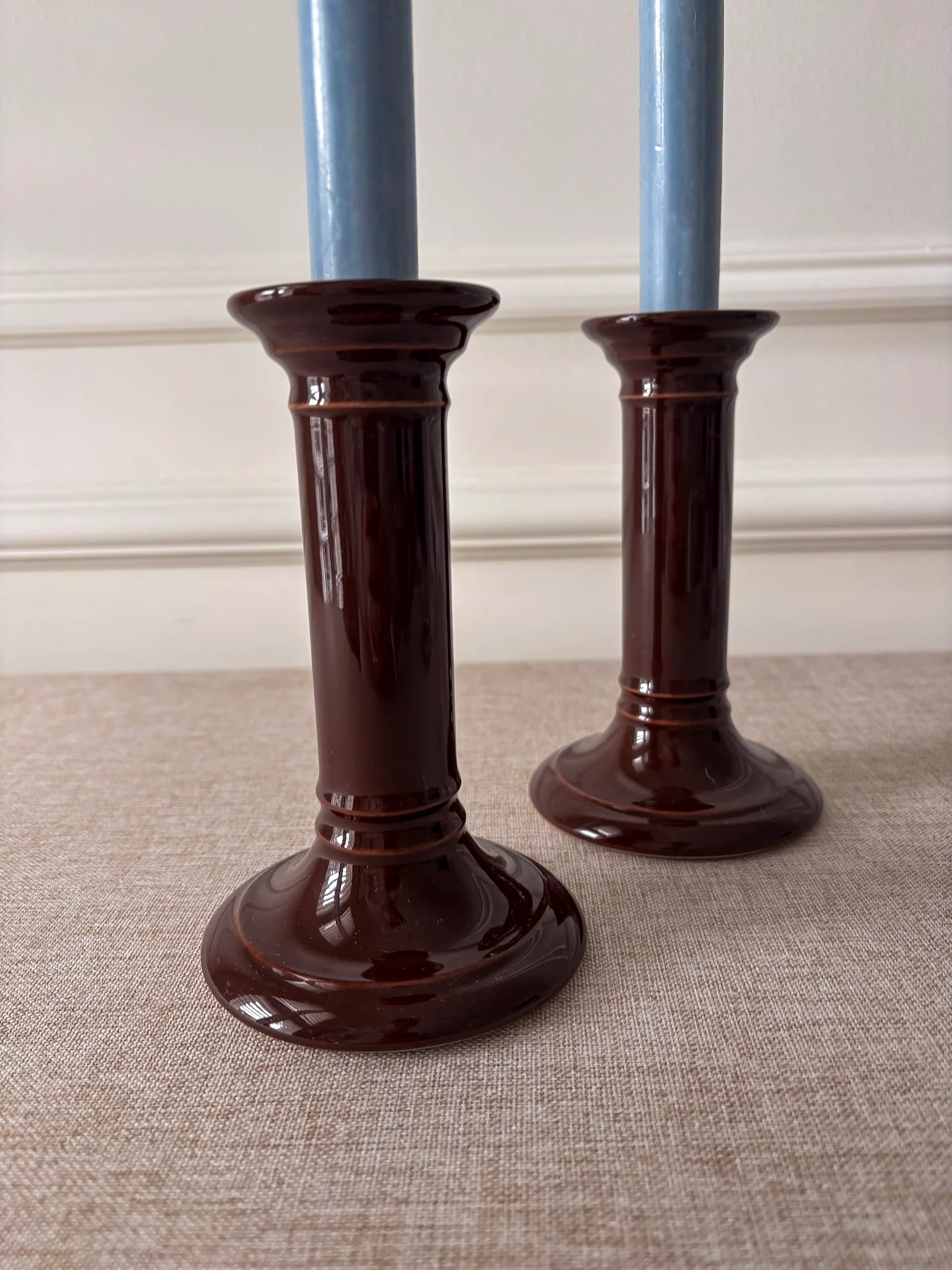 Mid-Century Brown Ceramic Candlestick Holders - Image 9