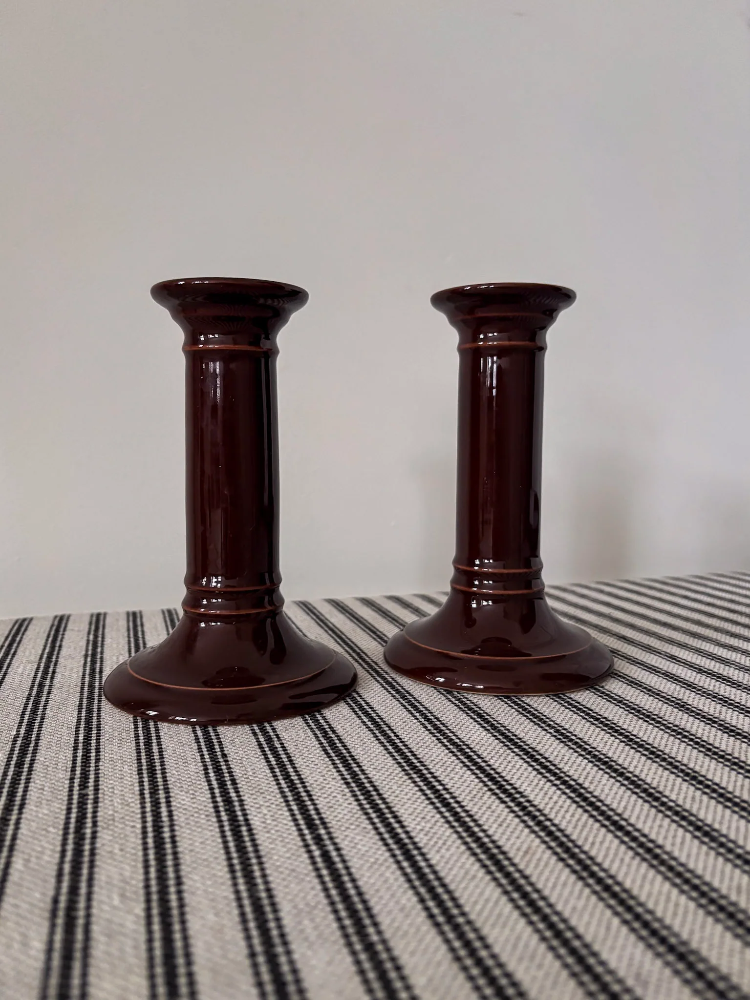 Mid-Century Brown Ceramic Candlestick Holders - Image 5