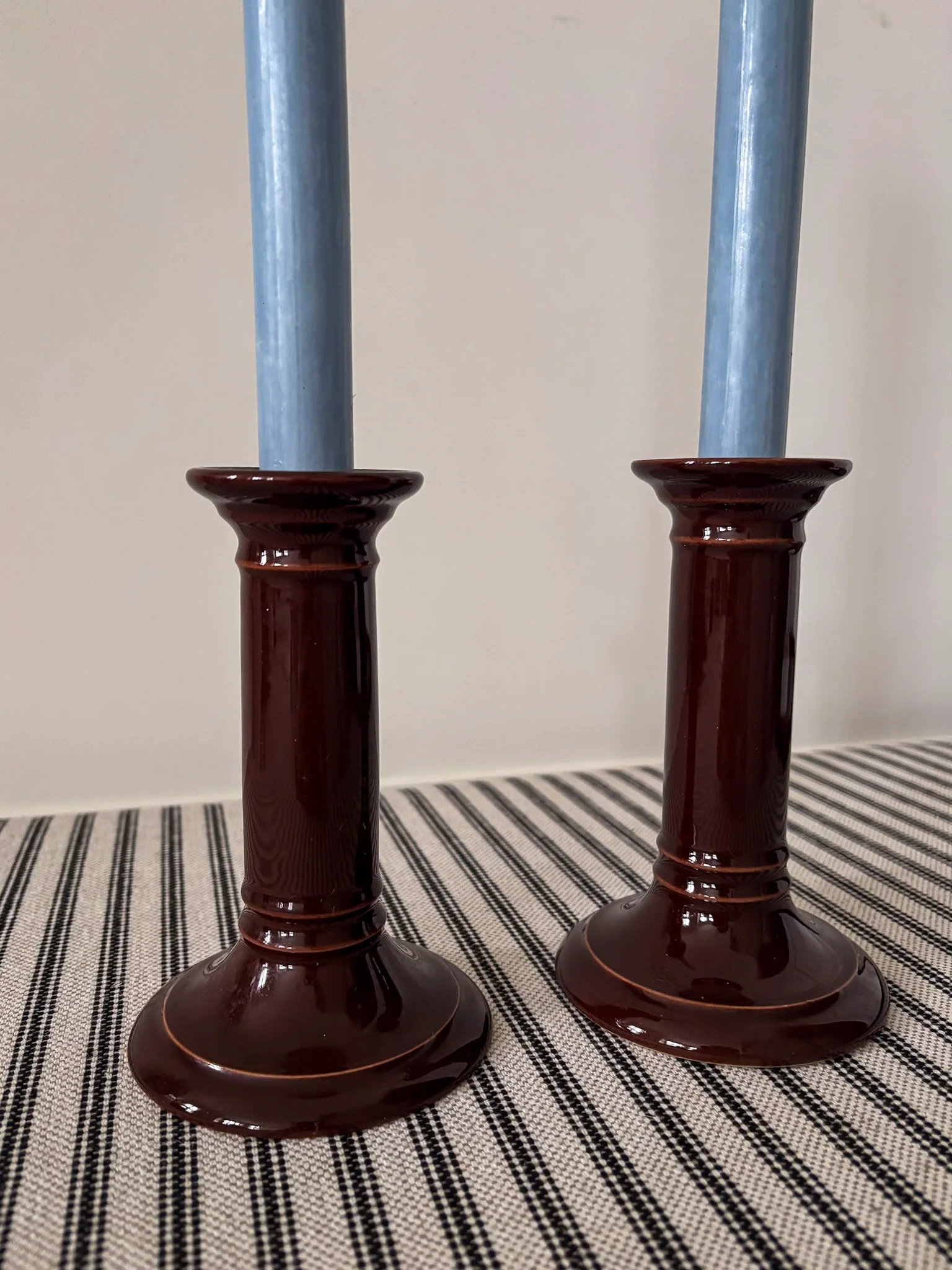 Mid-Century Brown Ceramic Candlestick Holders - Image 7