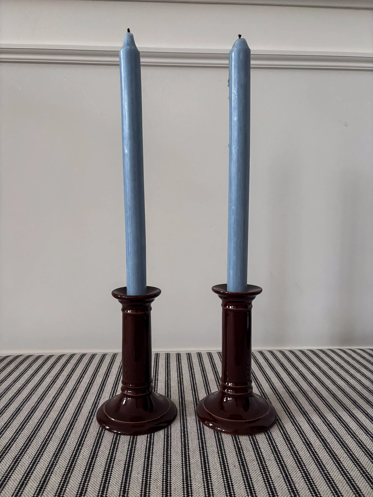 Mid-Century Brown Ceramic Candlestick Holders - Image 8