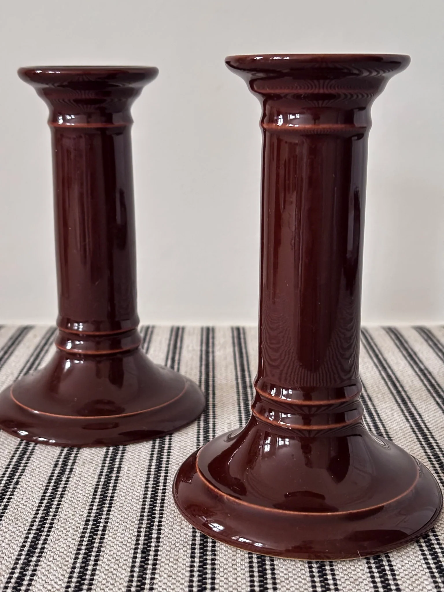 Mid-Century Brown Ceramic Candlestick Holders - Image 9