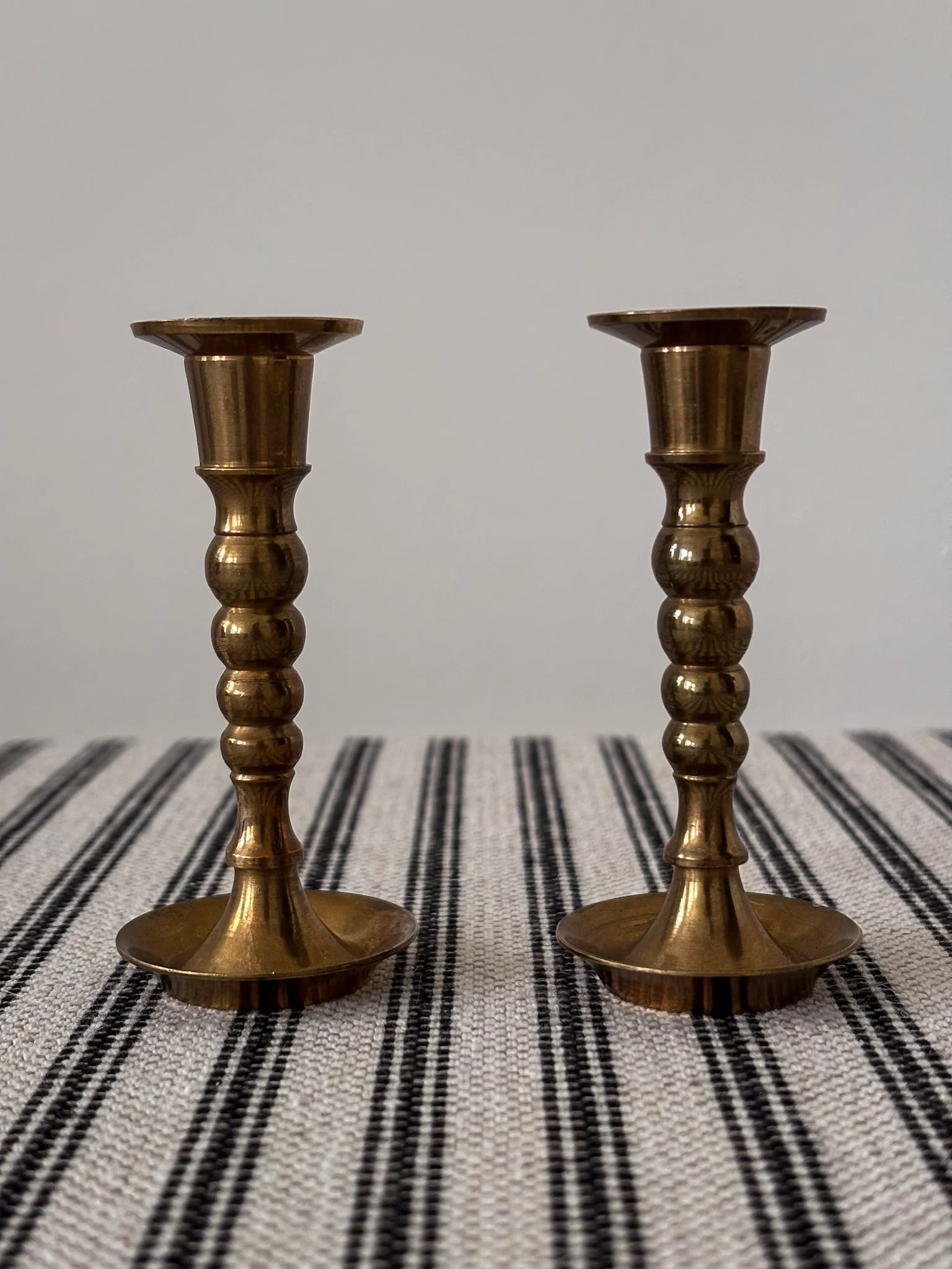 Mini Brass Taper Bobbin Stem Candlestick Holders - Image 4