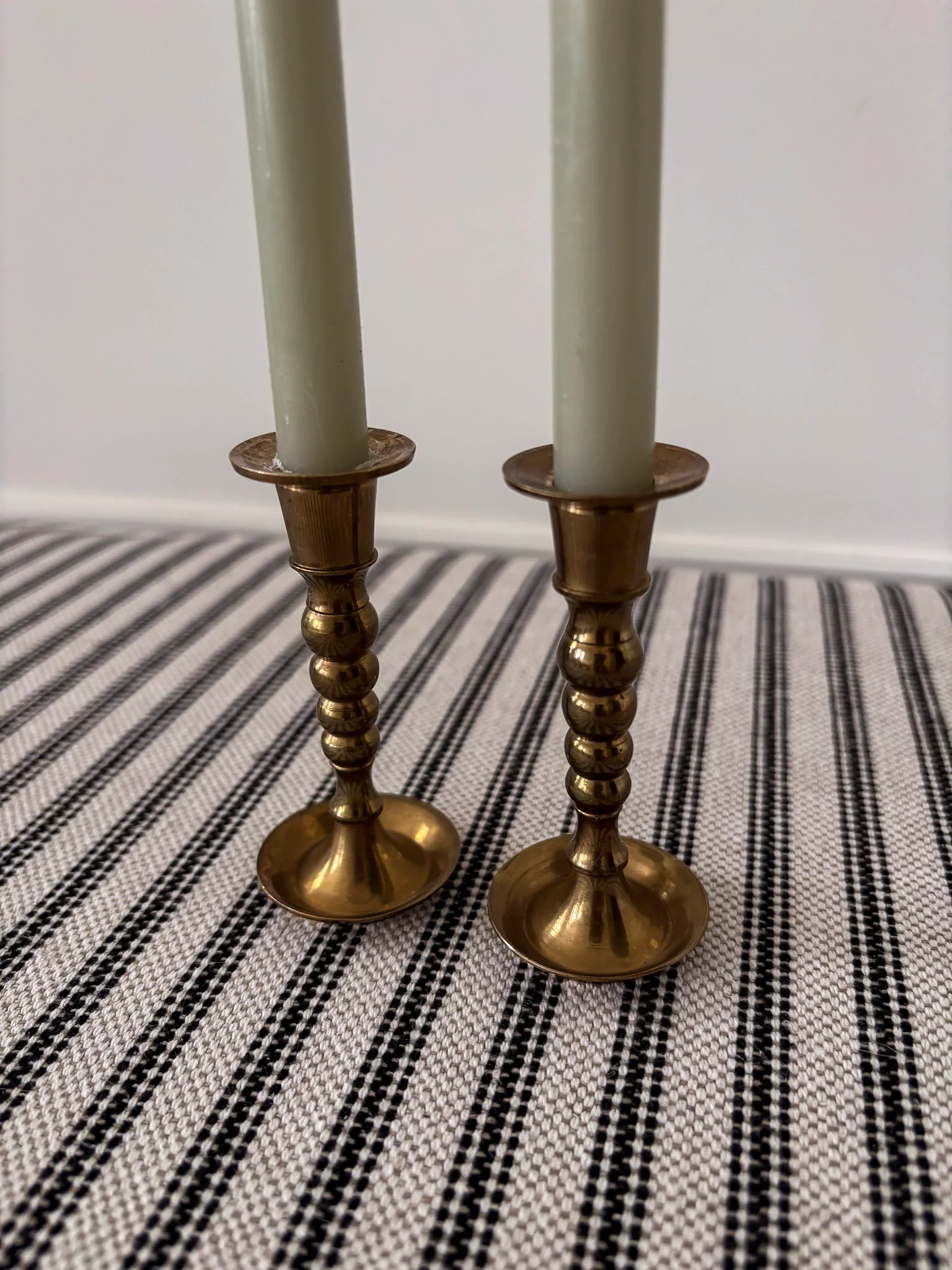 Mini Brass Taper Bobbin Stem Candlestick Holders - Image 5