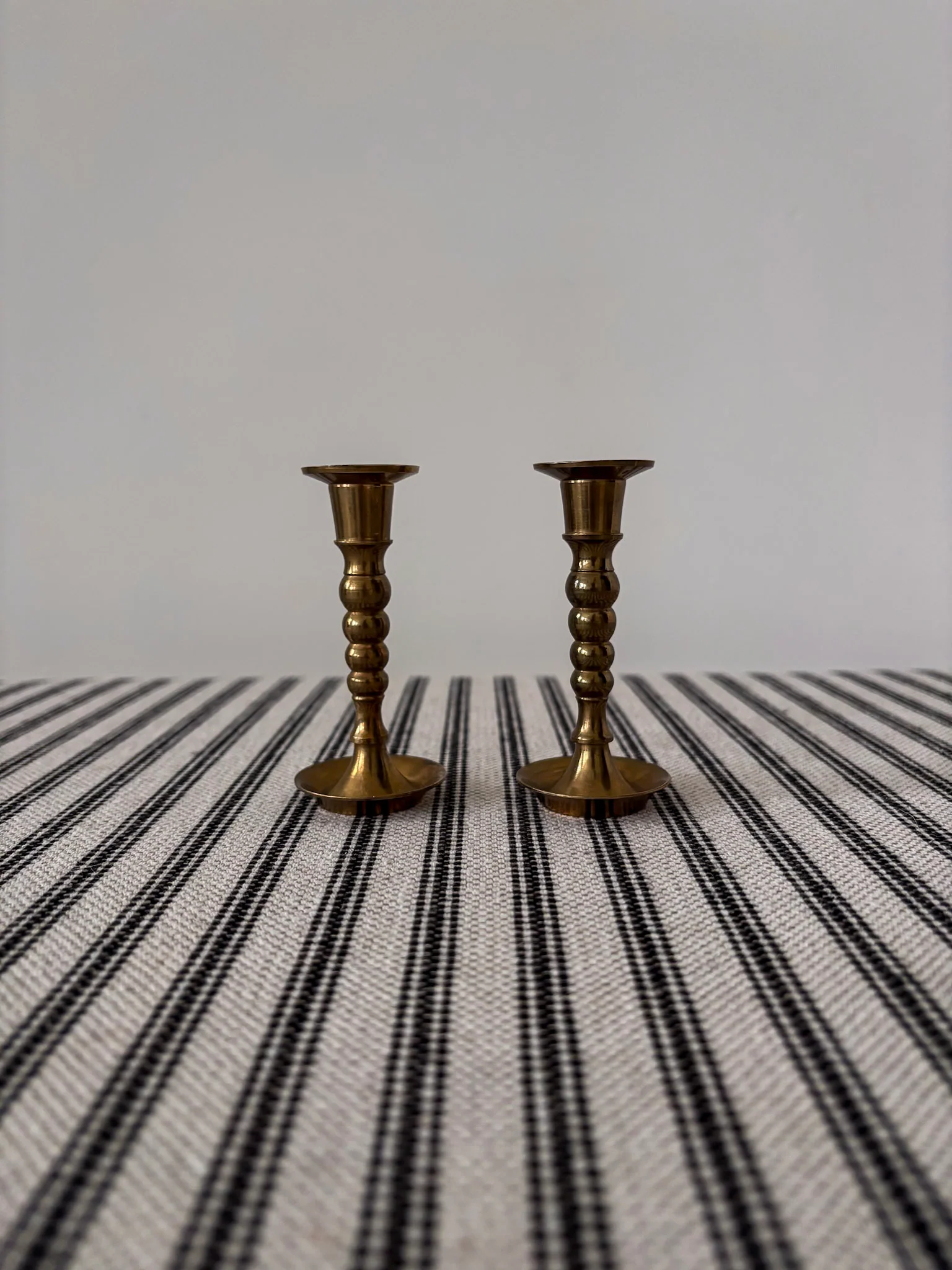 Mini Brass Taper Bobbin Stem Candlestick Holders - Image 7