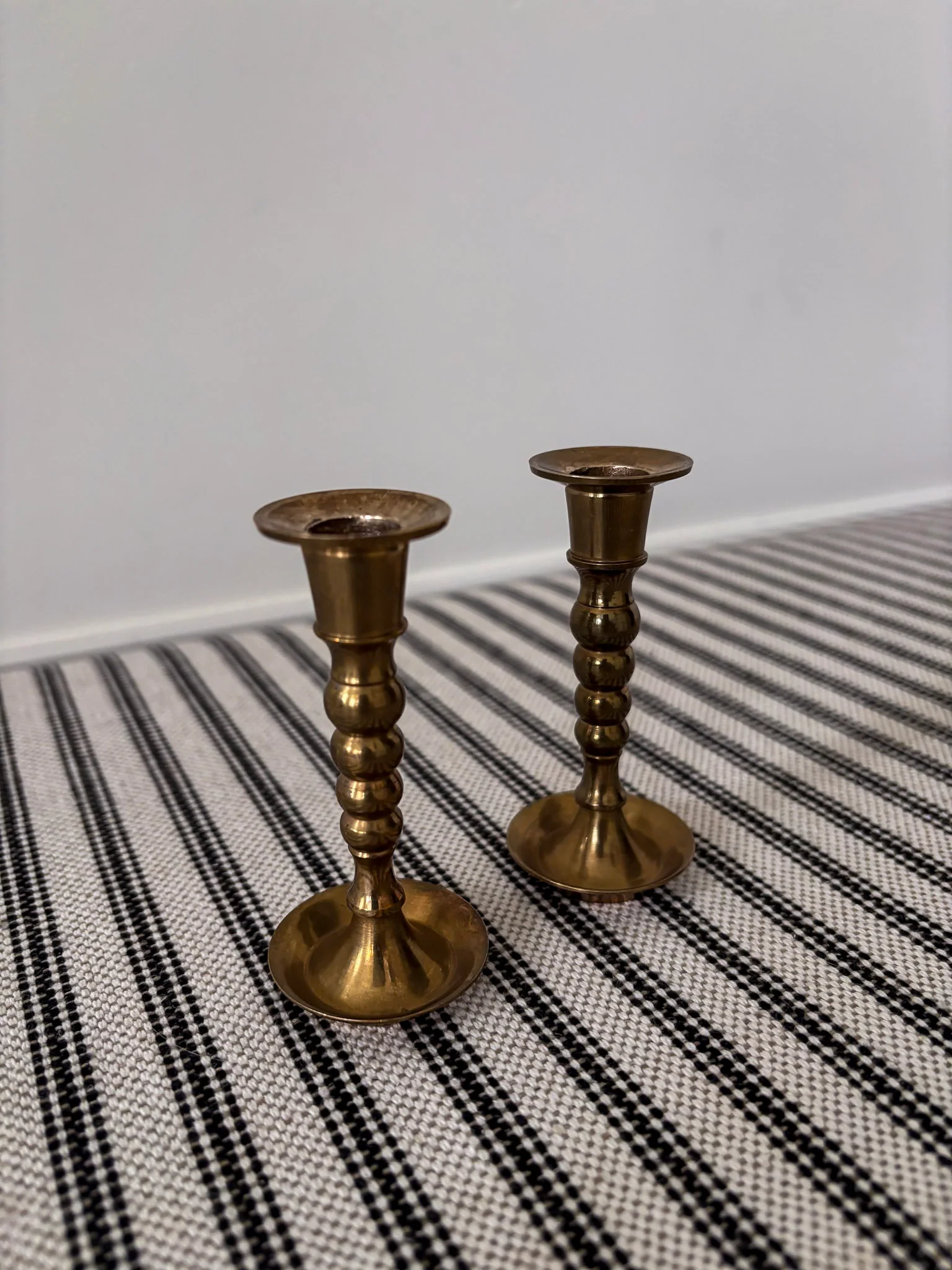 Mini Brass Taper Bobbin Stem Candlestick Holders - Image 9