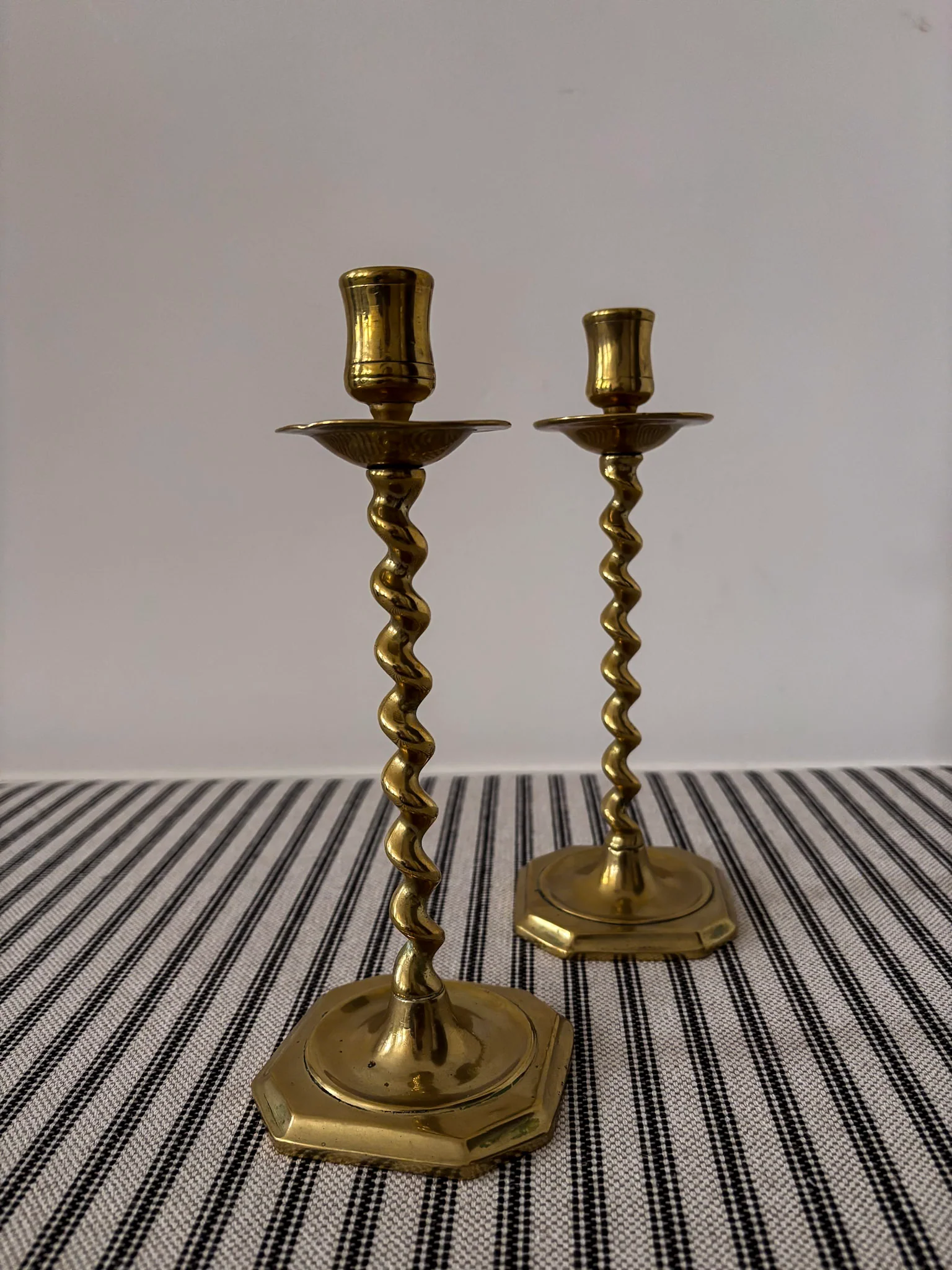 Pair of Brass Twist Candlestick Holders - Image 10