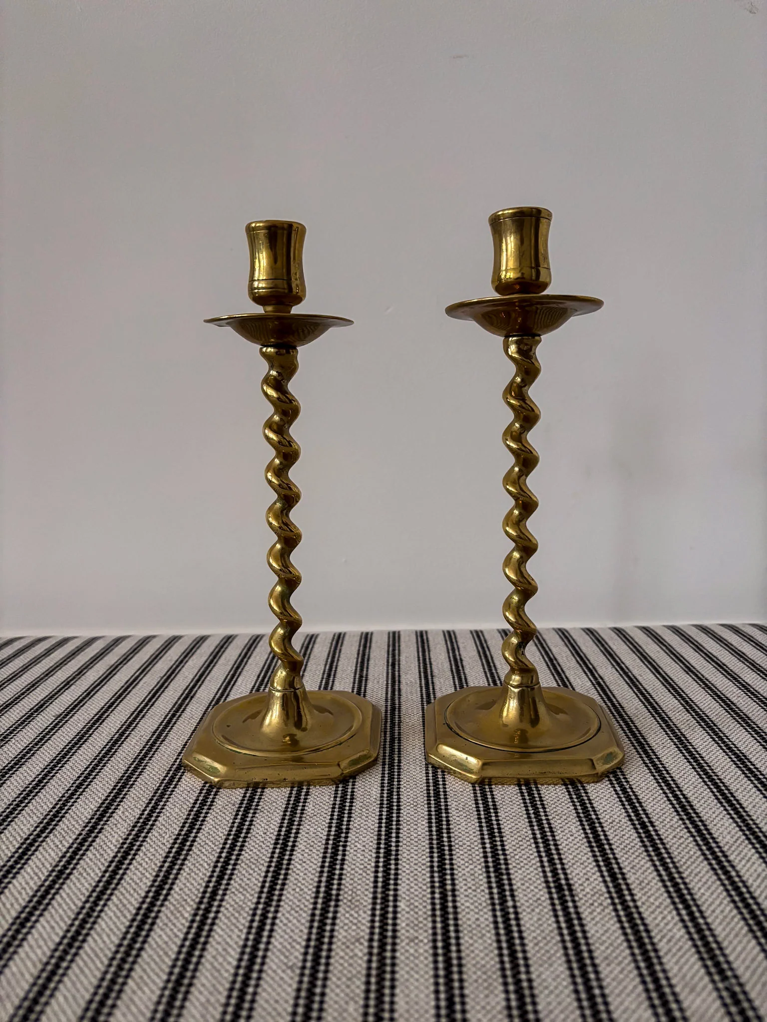 Pair of Brass Twist Candlestick Holders - Image 11