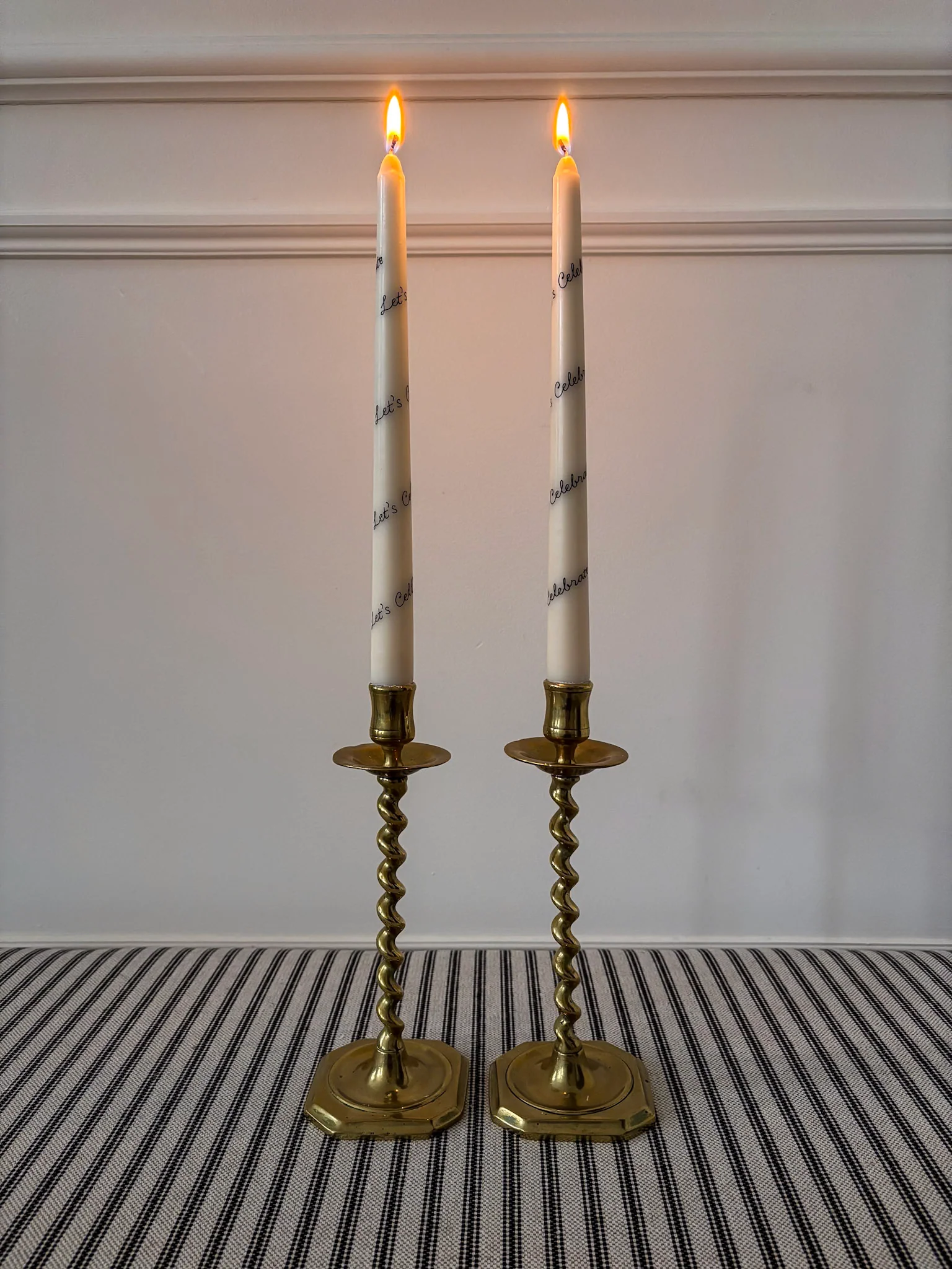 Pair of Brass Twist Candlestick Holders - Image 12