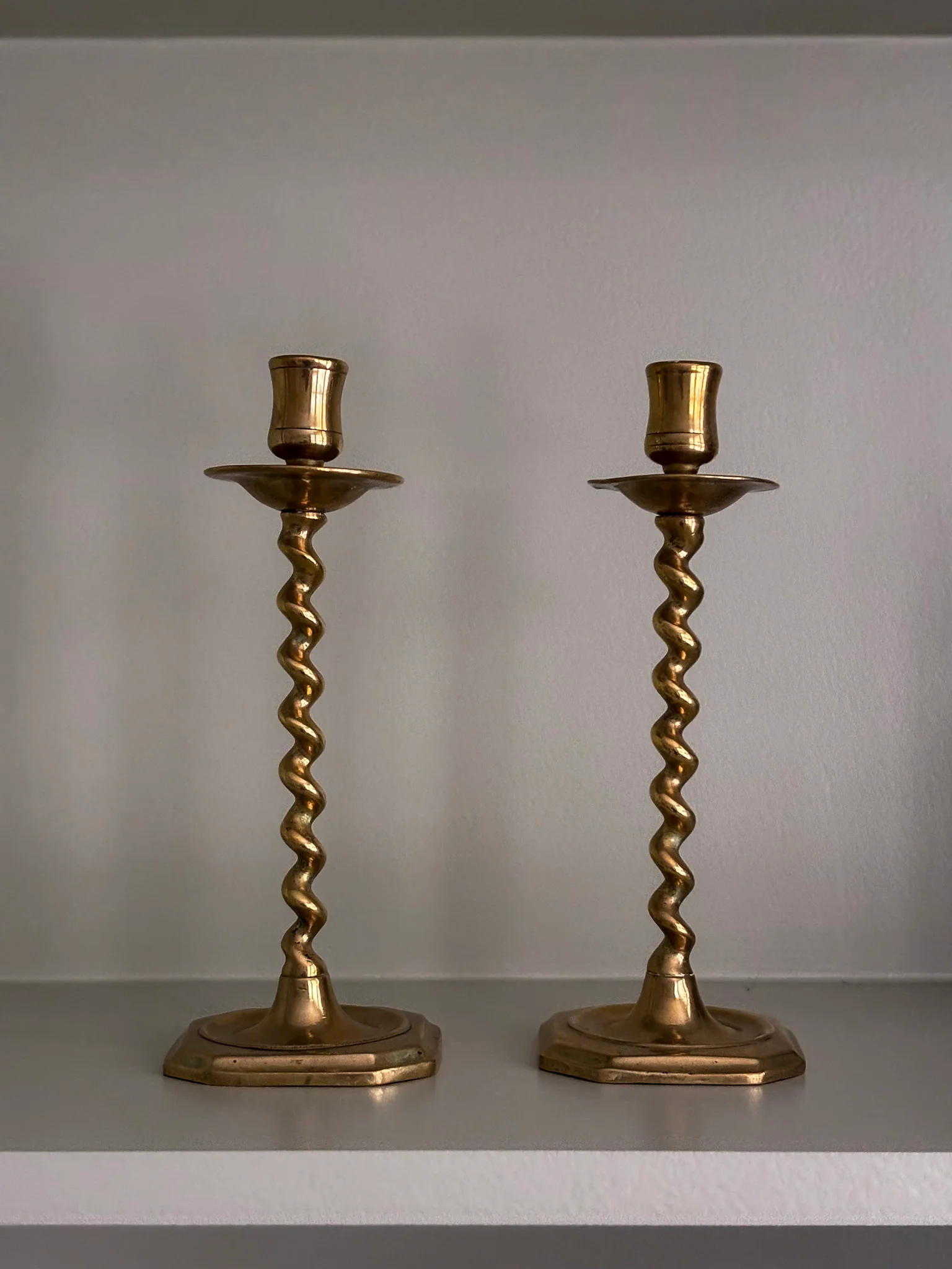 Pair of Brass Twist Candlestick Holders - Image 2