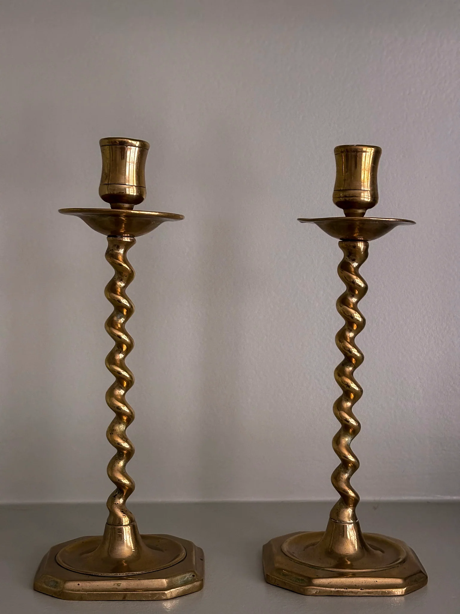 Pair of Brass Twist Candlestick Holders - Image 3