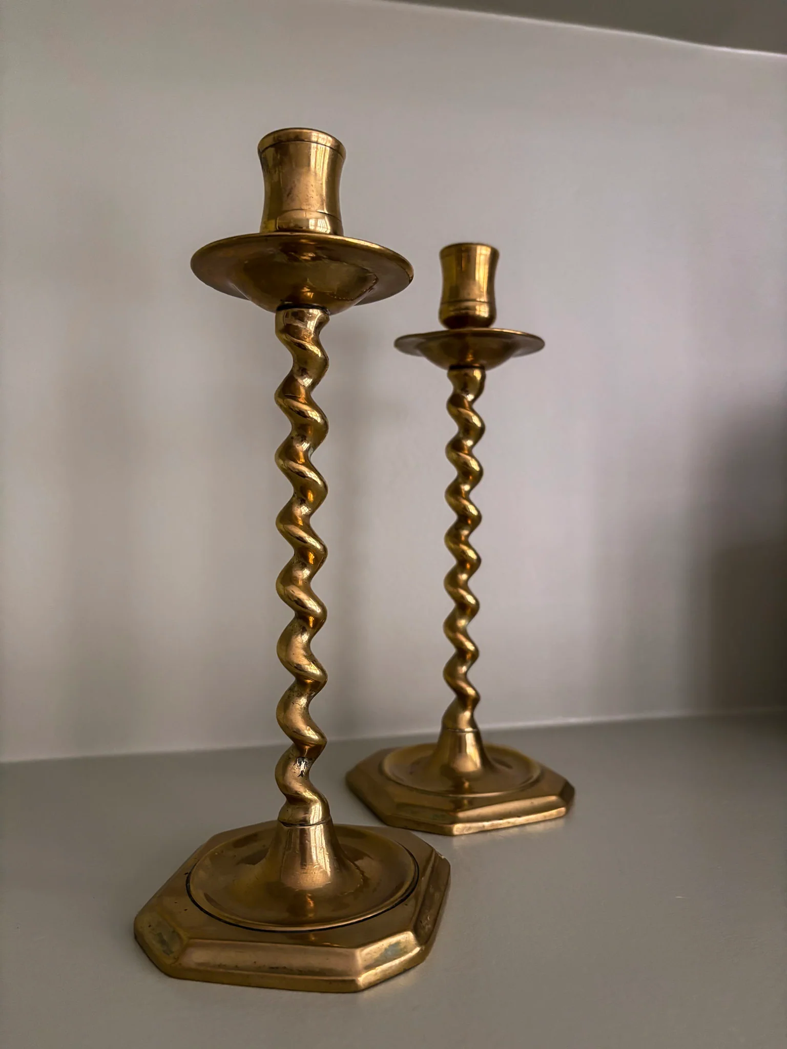 Pair of Brass Twist Candlestick Holders - Image 4
