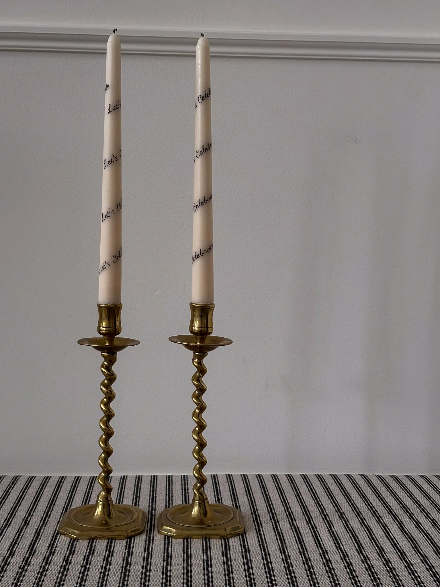 Pair of Brass Twist Candlestick Holders - Image 6