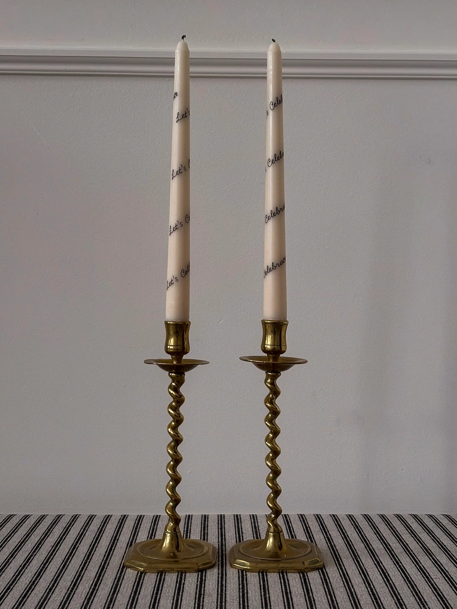 Pair of Brass Twist Candlestick Holders - Image 7