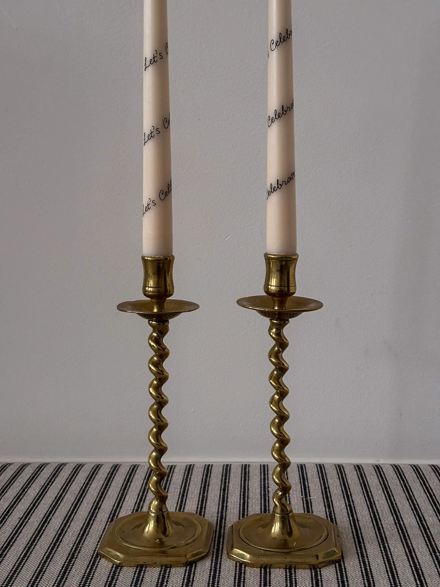 Pair of Brass Twist Candlestick Holders - Image 8
