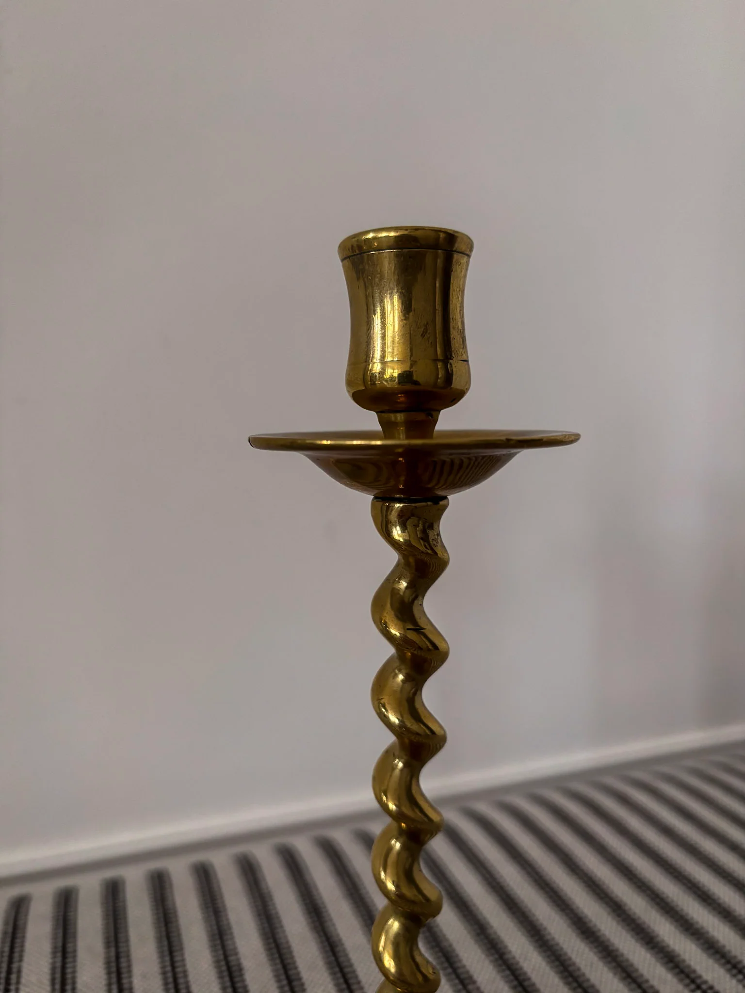Pair of Brass Twist Candlestick Holders - Image 9